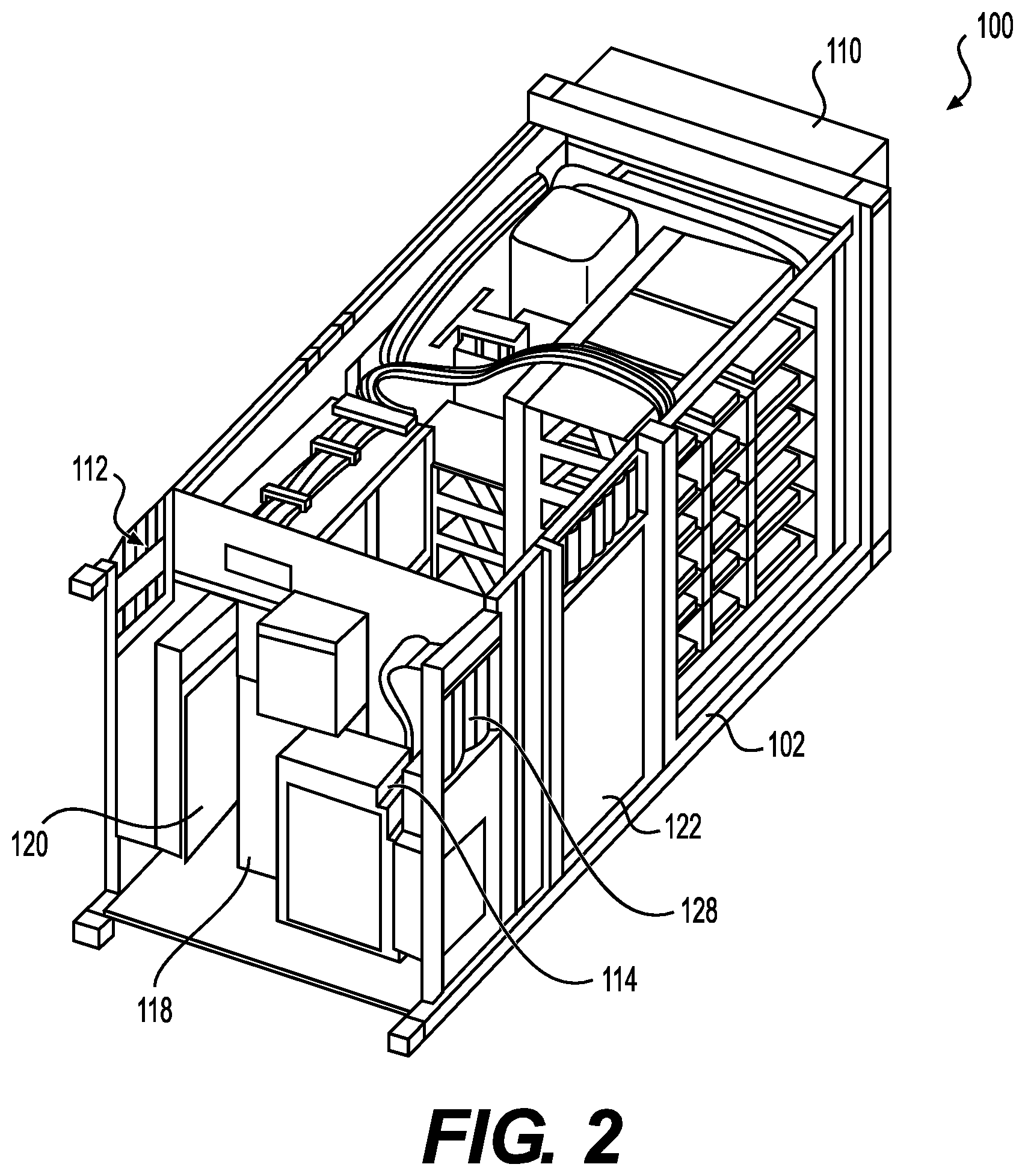 Patent US11787387 Figure 2 – Thermal management system for an energy storage container