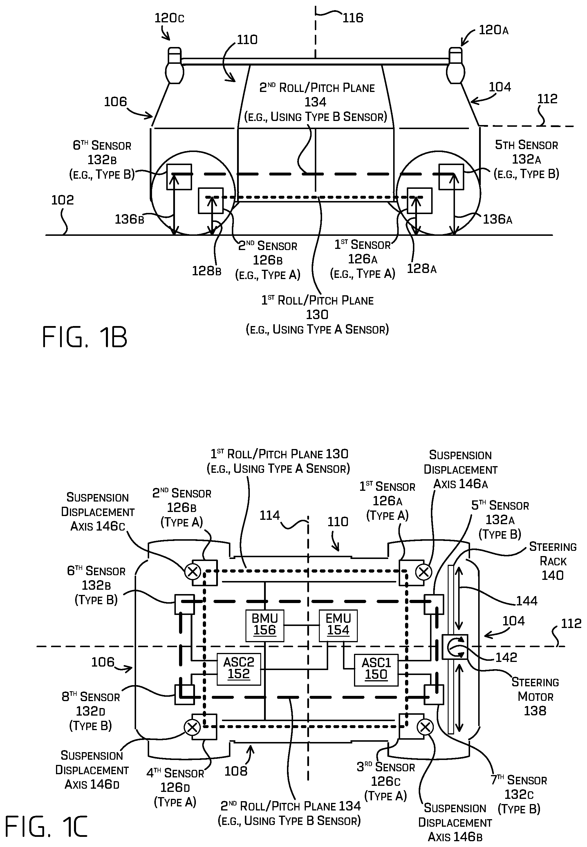 Patent US11787393 Figure 2 – Determining vehicle ride height using a ball joint sensor