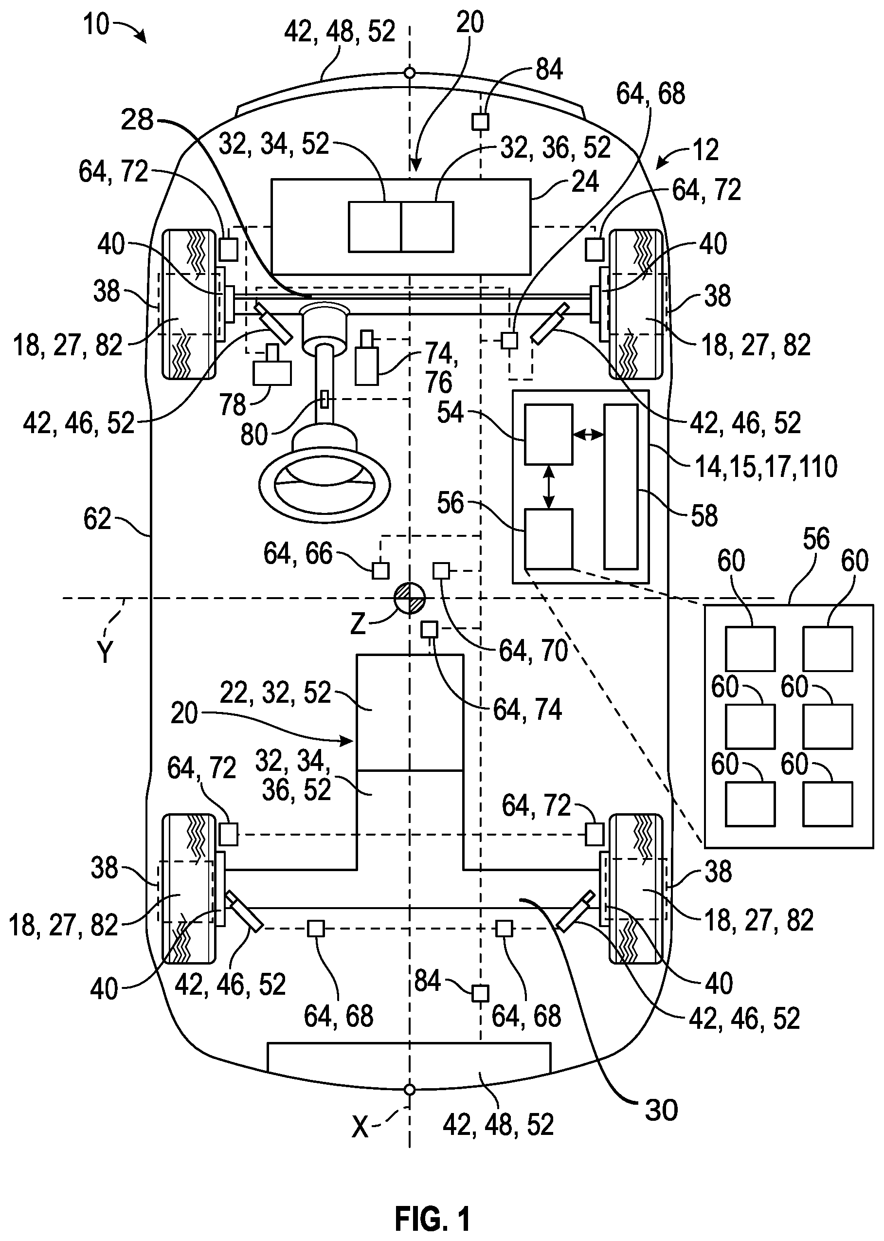 Patent US11787394 Figure 1 – Supervisory control for e-AWD and e-LSD
