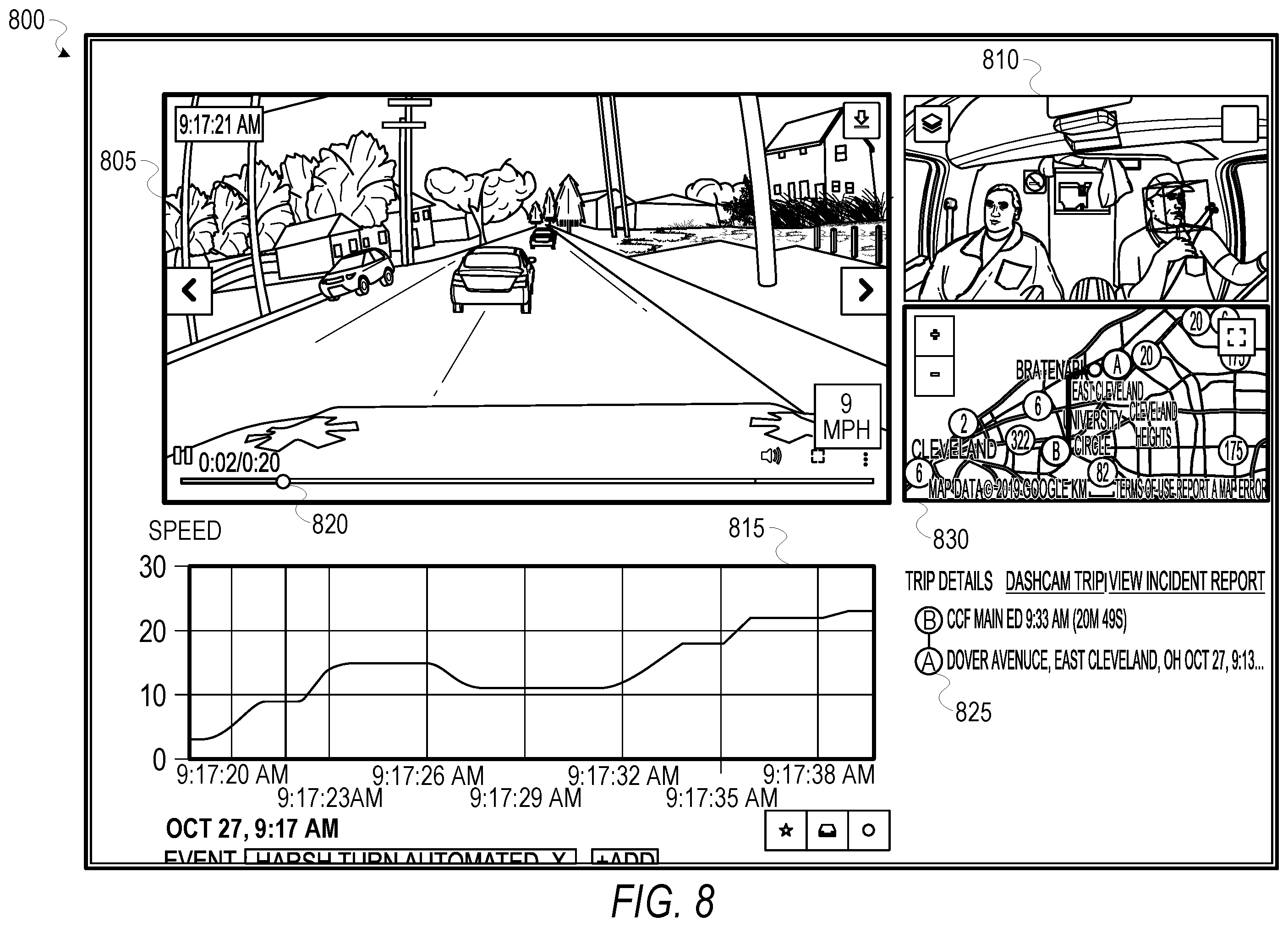 Patent US11787413 Figure 8 – Baseline event detection system