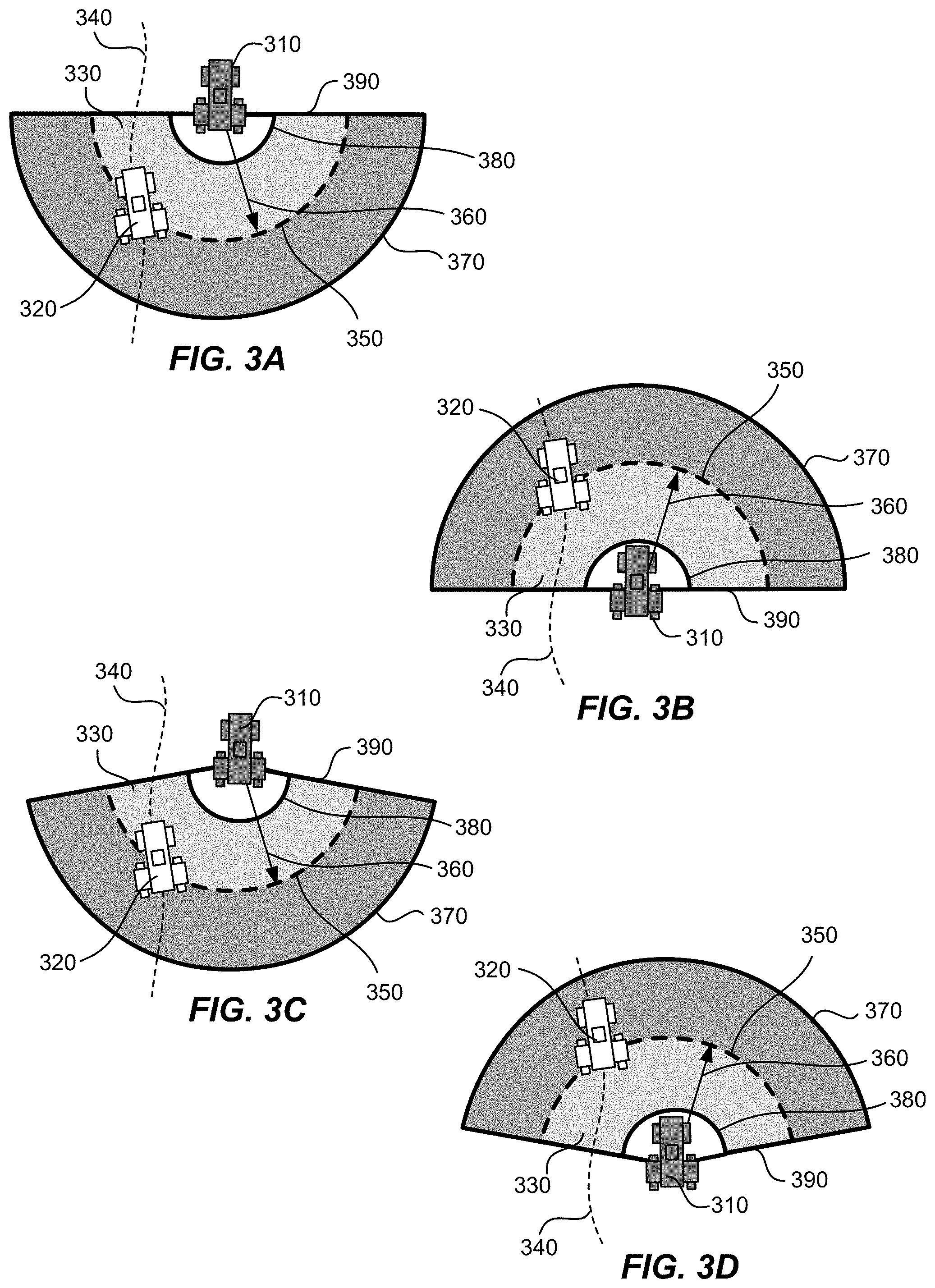 Patent US11787445 Figure 3 – Techniques for maintaining offsets in vehicle formations