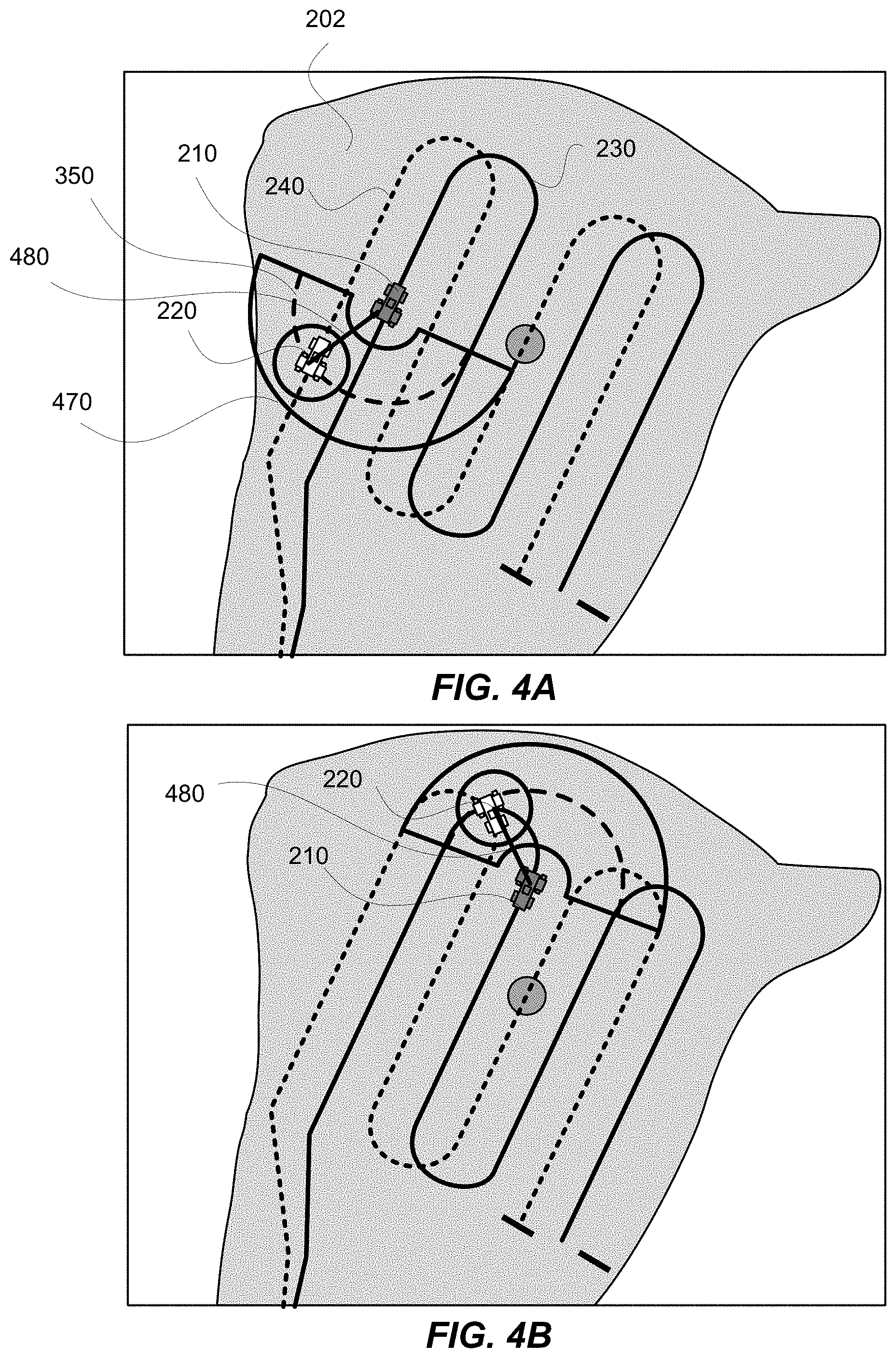 Patent US11787445 Figure 4 – Techniques for maintaining offsets in vehicle formations
