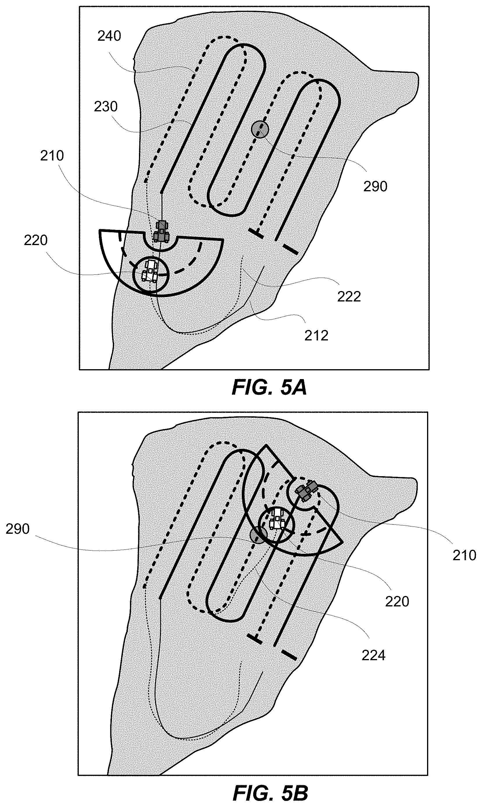 Patent US11787445 Figure 5 – Techniques for maintaining offsets in vehicle formations