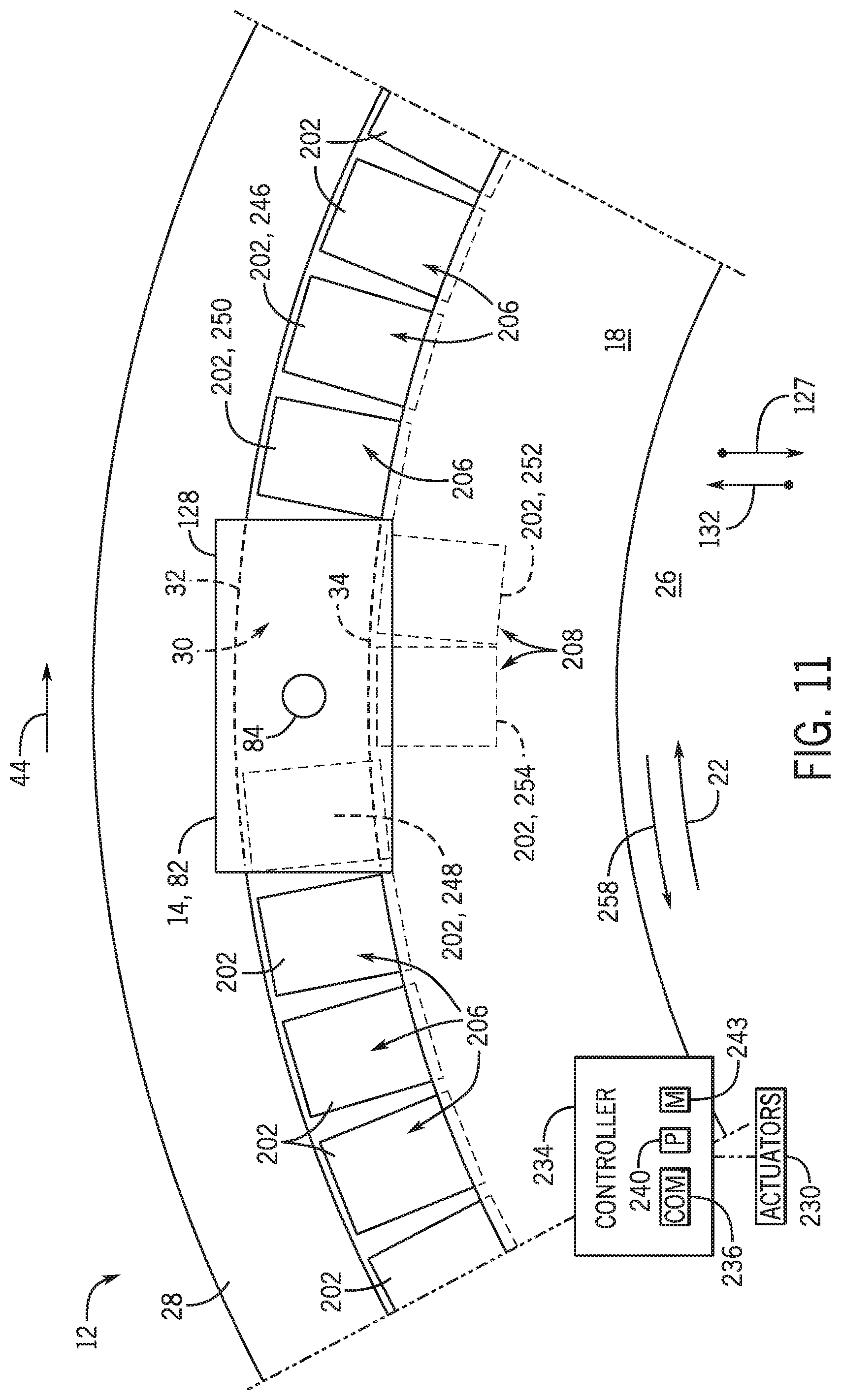 Patent US11787447 Figure 10 – Gap blocking systems and methods for amusement park attractions
