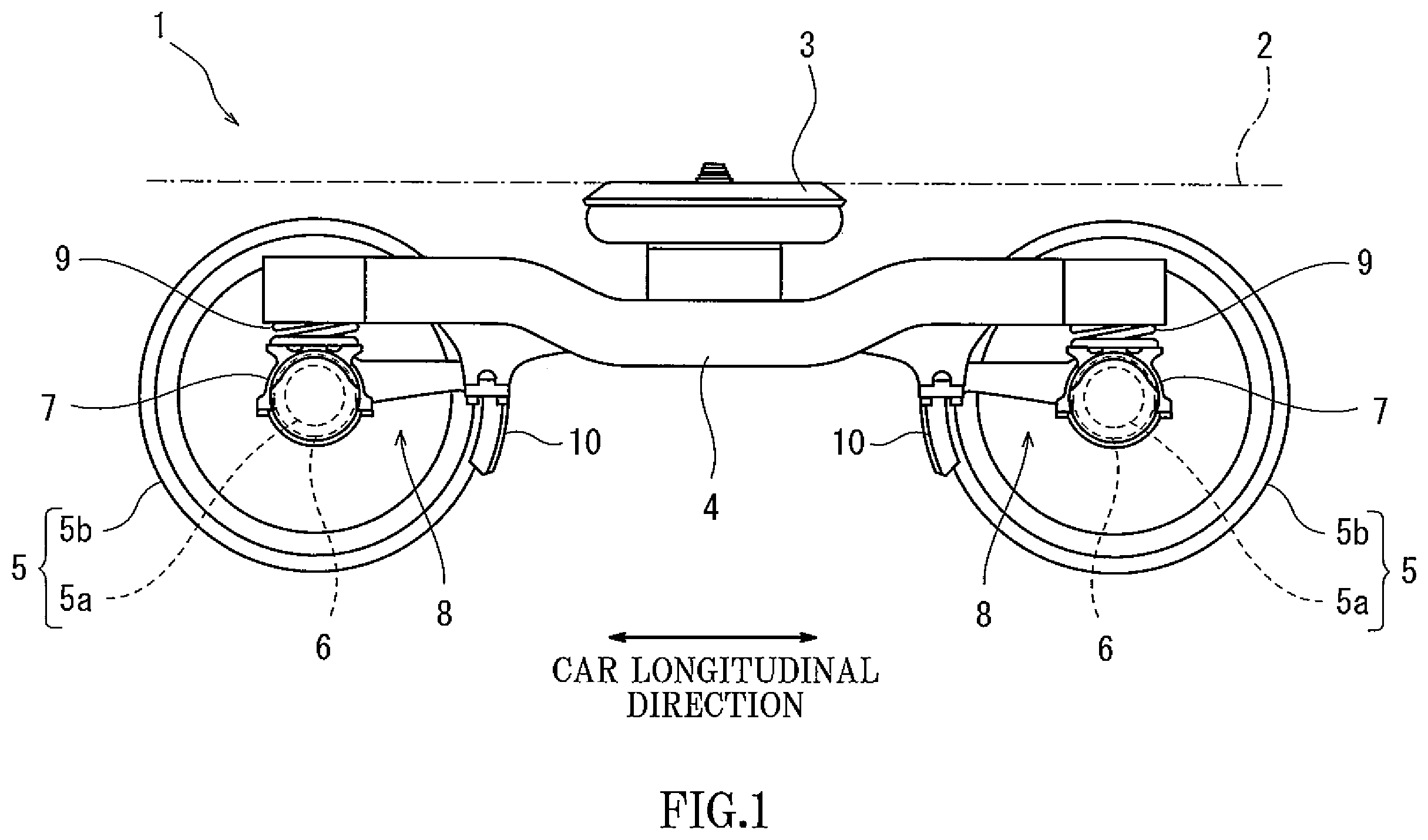 Patent US11787451 Figure 1 – Axle box suspension and elastic bushing shaft body for use in railcar