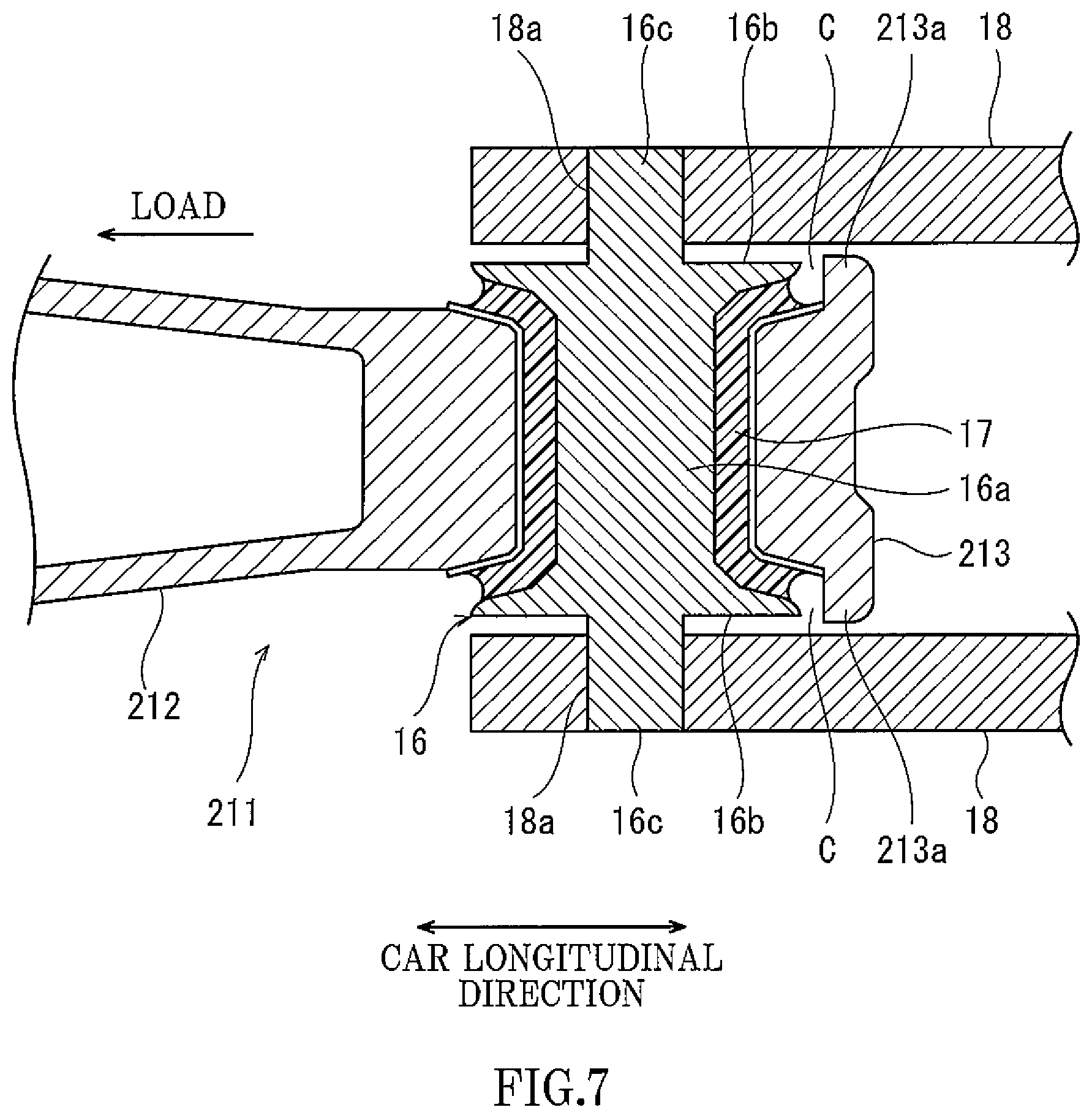Patent US11787451 Figure 5 – Axle box suspension and elastic bushing shaft body for use in railcar