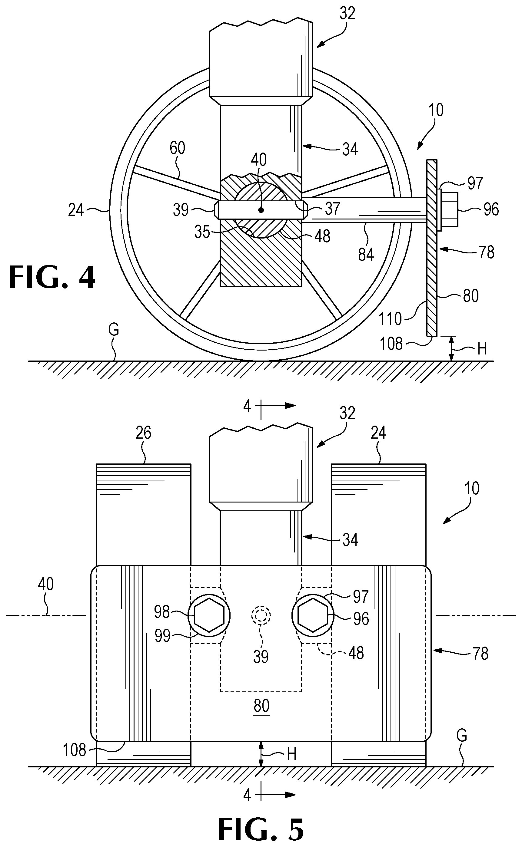 Patent US11787457 Figure 4 – Pallet truck wheel guard assembly