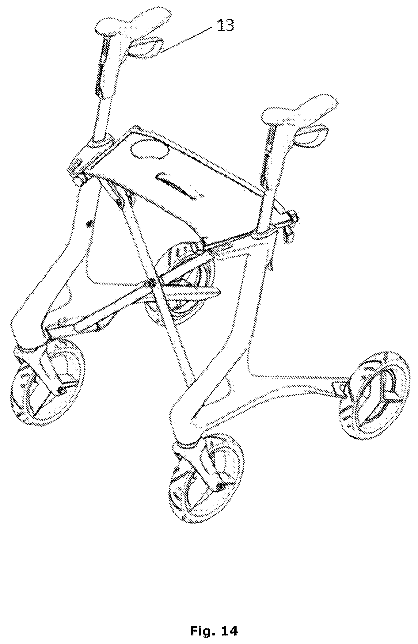 Patent US11787459 Figure 8 – Wire activated rim brake system for a rollator