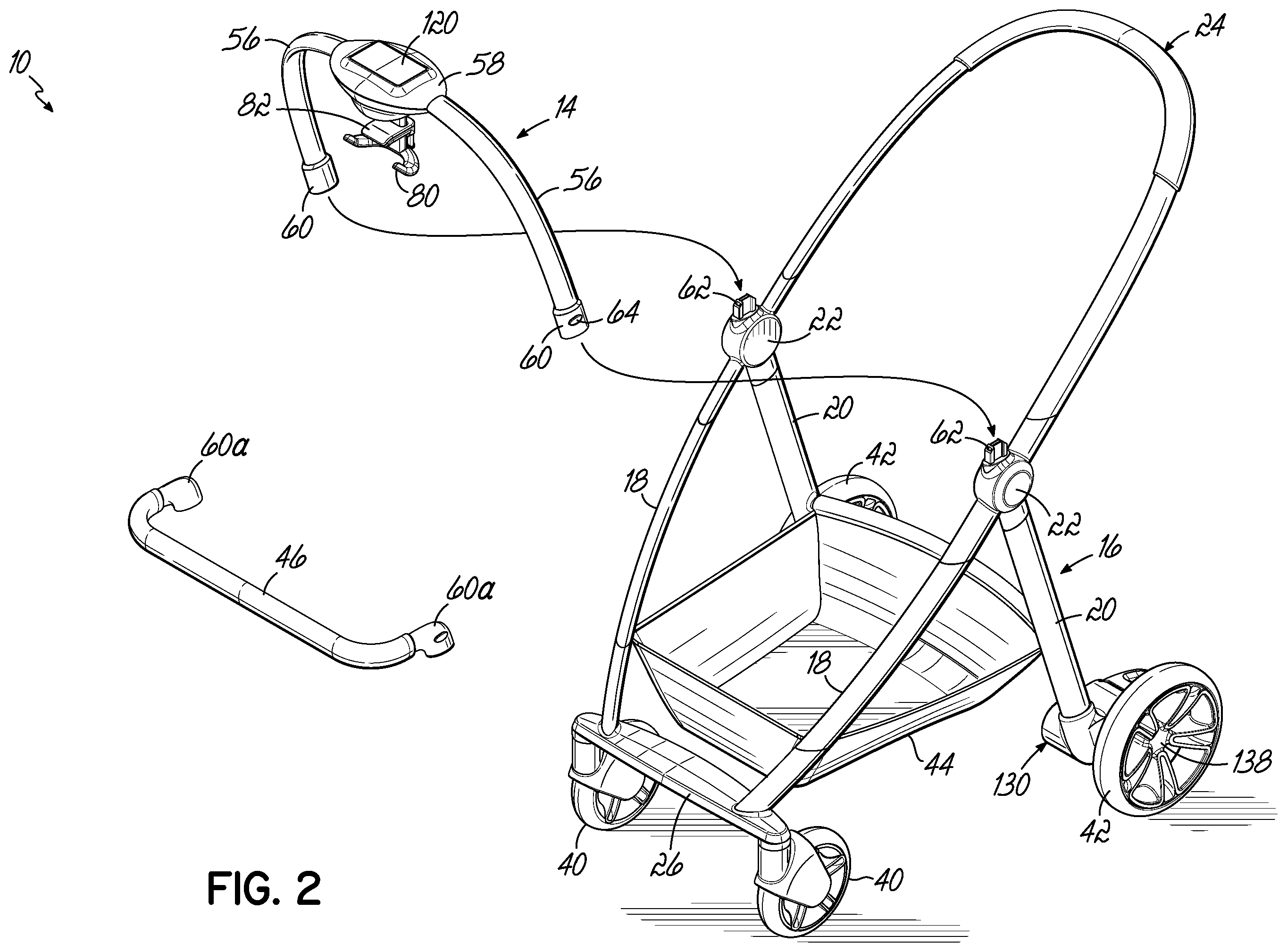 Patent US11787461 Figure 2 – Stroller system