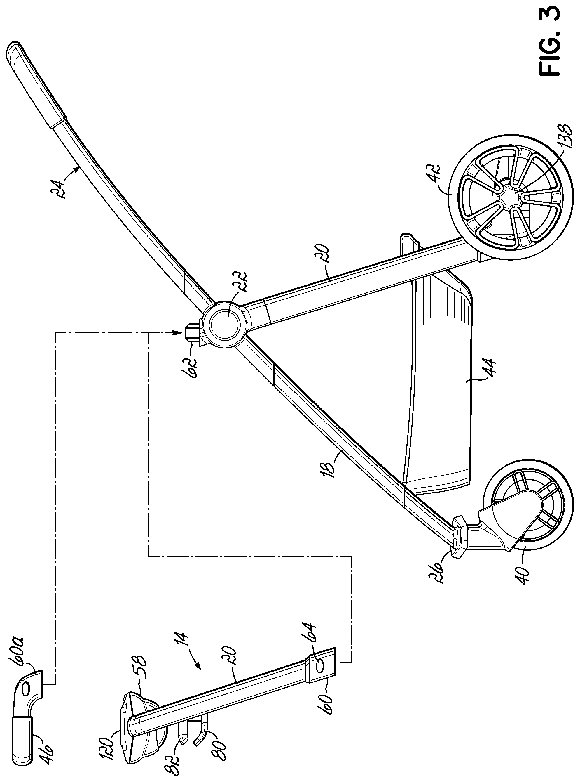 Patent US11787461 Figure 3 – Stroller system