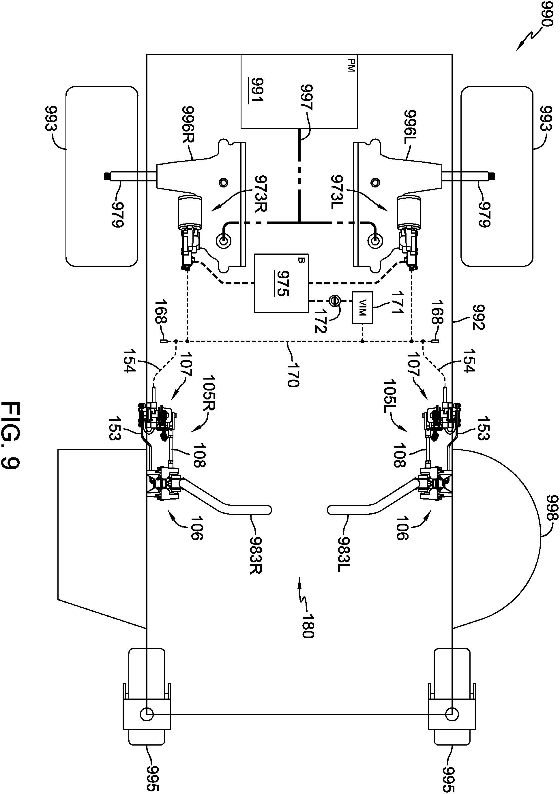 Patent US11787471 Figure 9 – Control assembly for zero turn vehicle