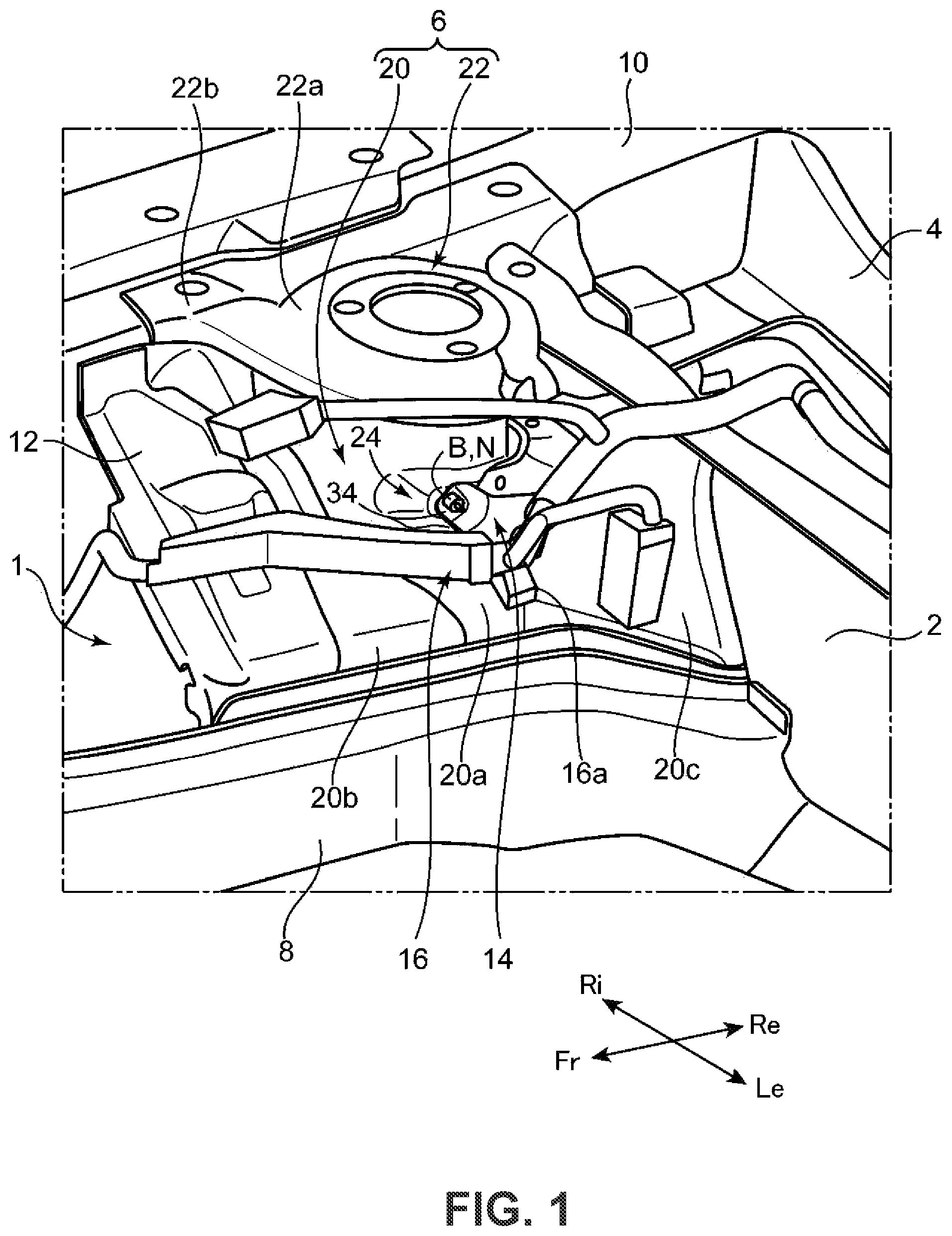 Patent US11787474 Figure 1 – Vehicle suspension tower structure