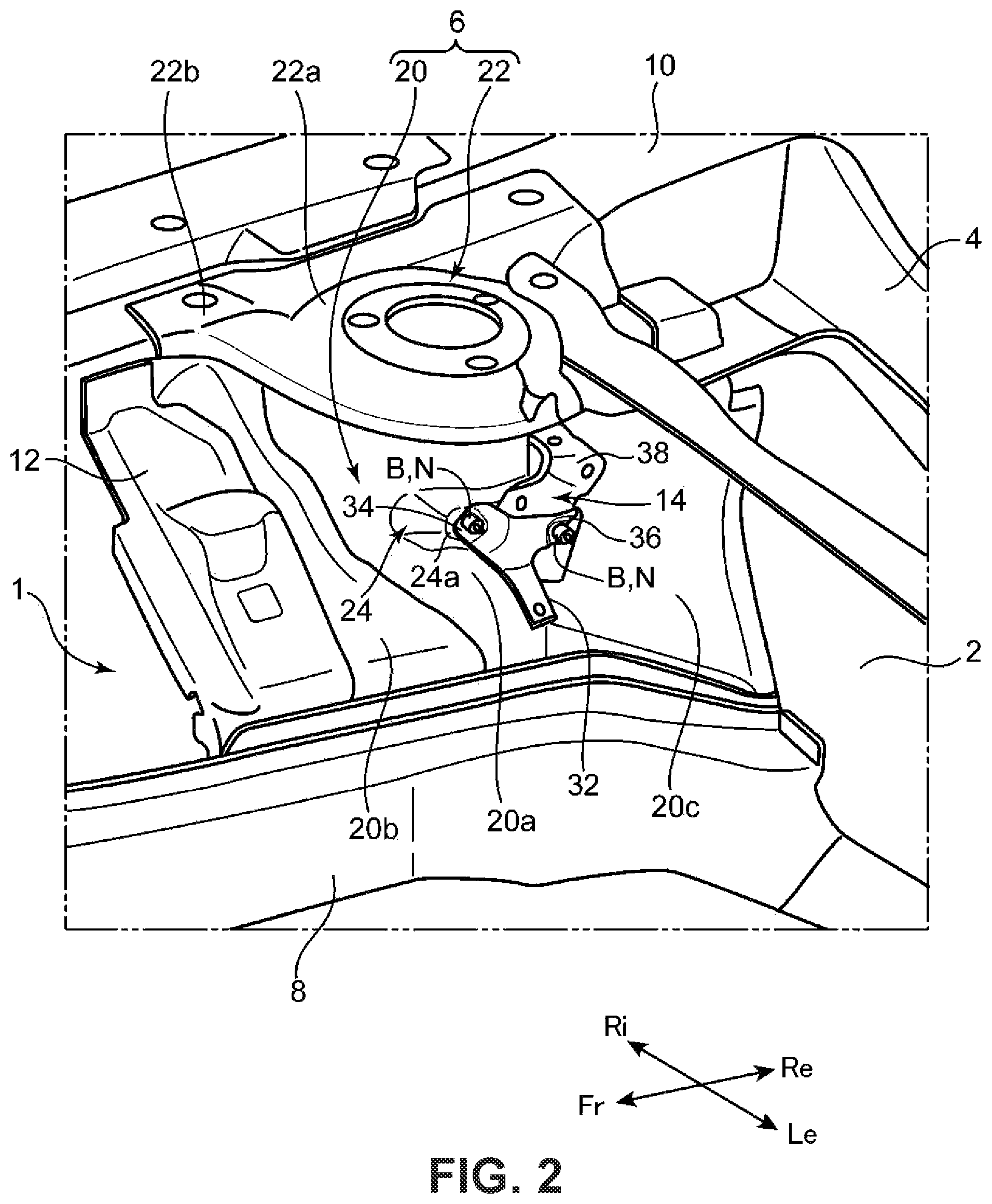 Patent US11787474 Figure 2 – Vehicle suspension tower structure