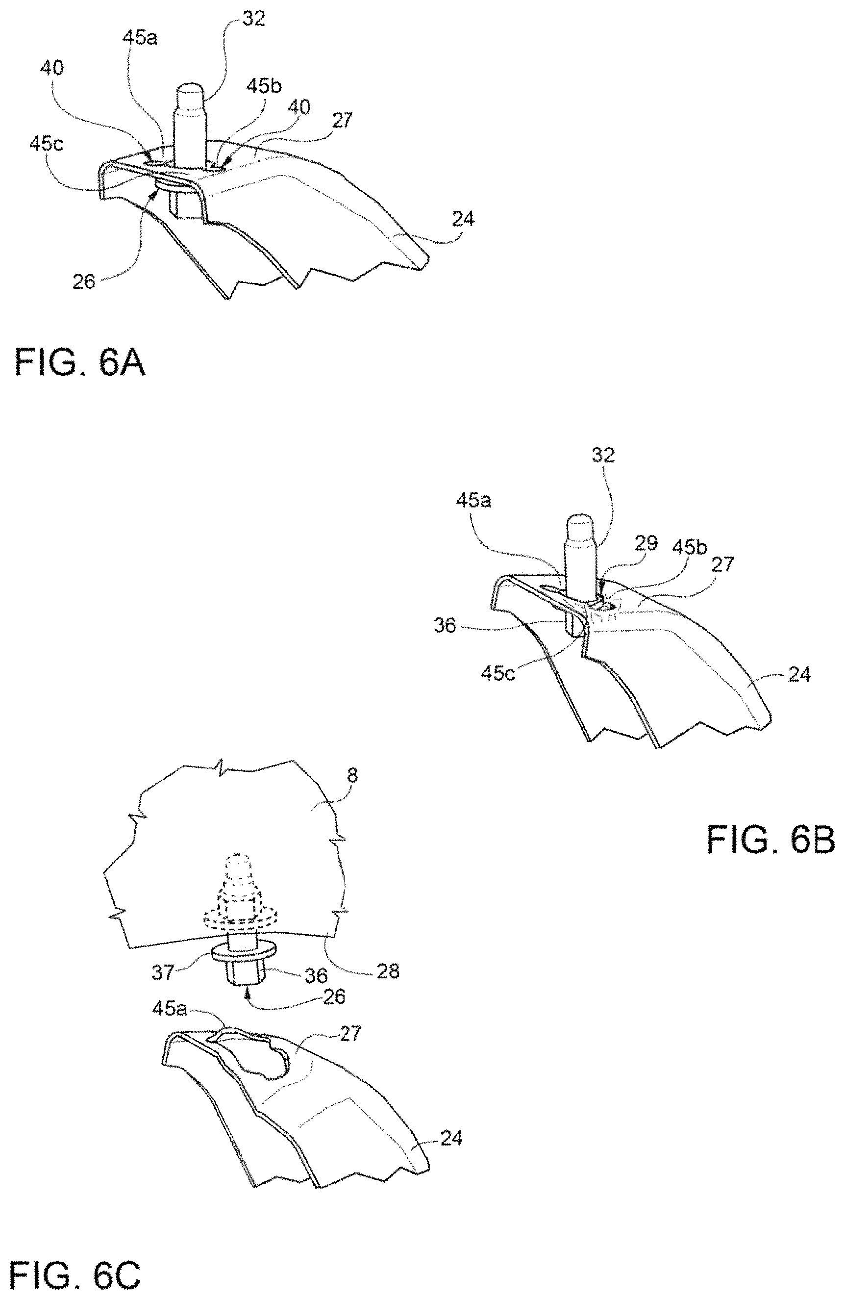 Patent US11787476 Figure 5 – Motor vehicle provided with a release system to detach a crossbar in the engine compartment in the event of a frontal collision