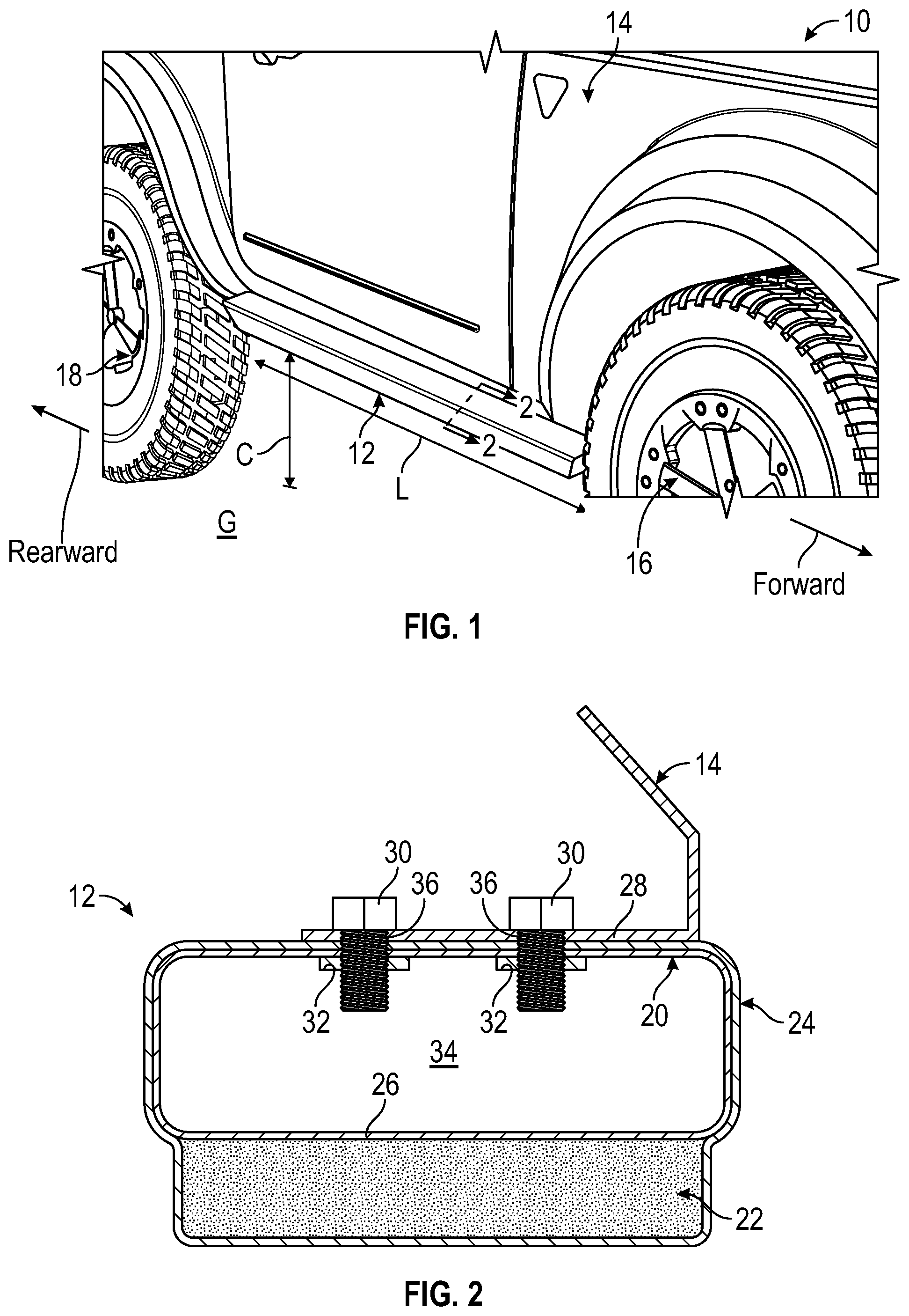 Patent US11787482 — Vehicle rock rails with energy absorbing structures and associated methods for manufacture — Figure 1