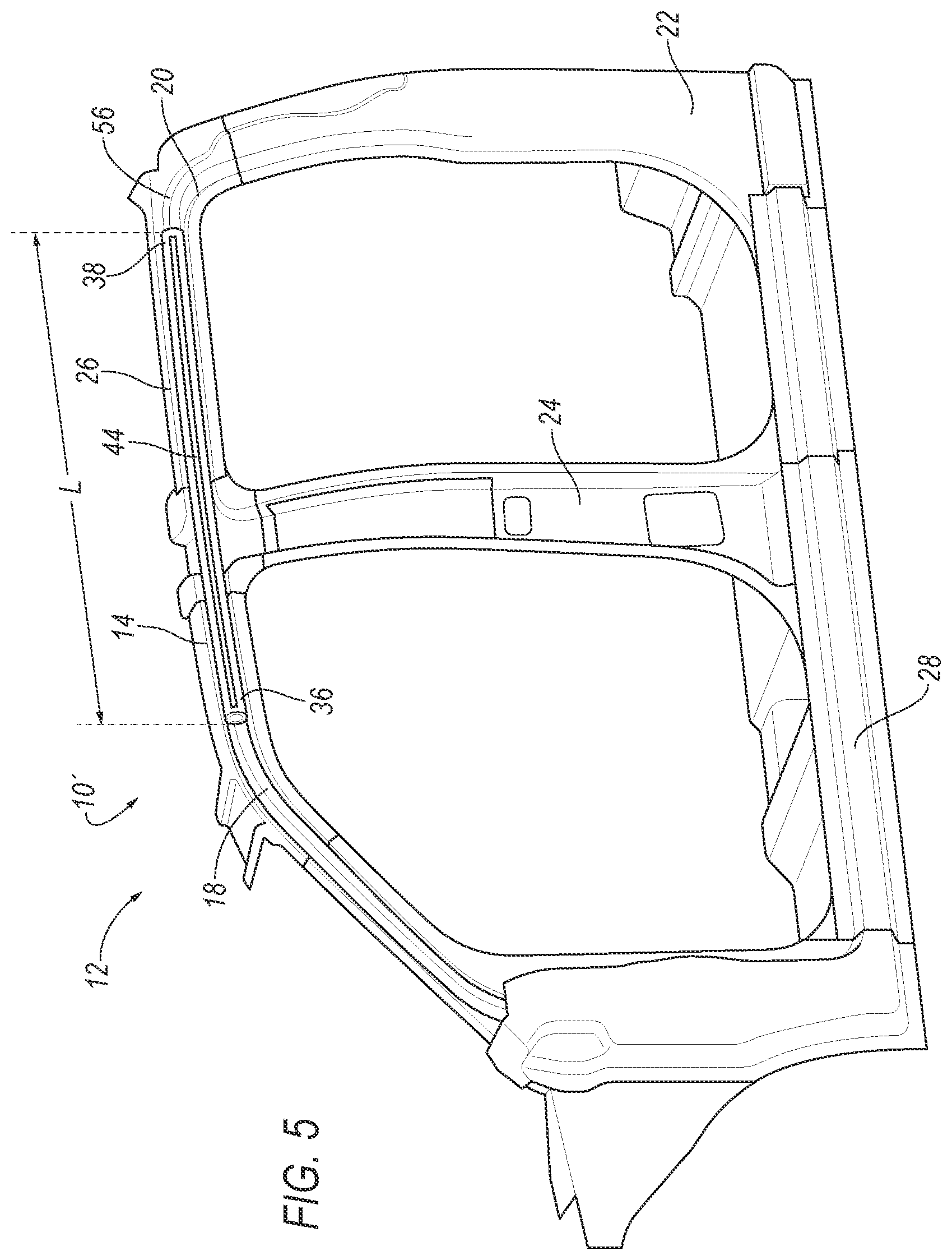 Patent US11787484 Figure 5 – Structural assembly for vehicle components having continuously formed composite reinforcement