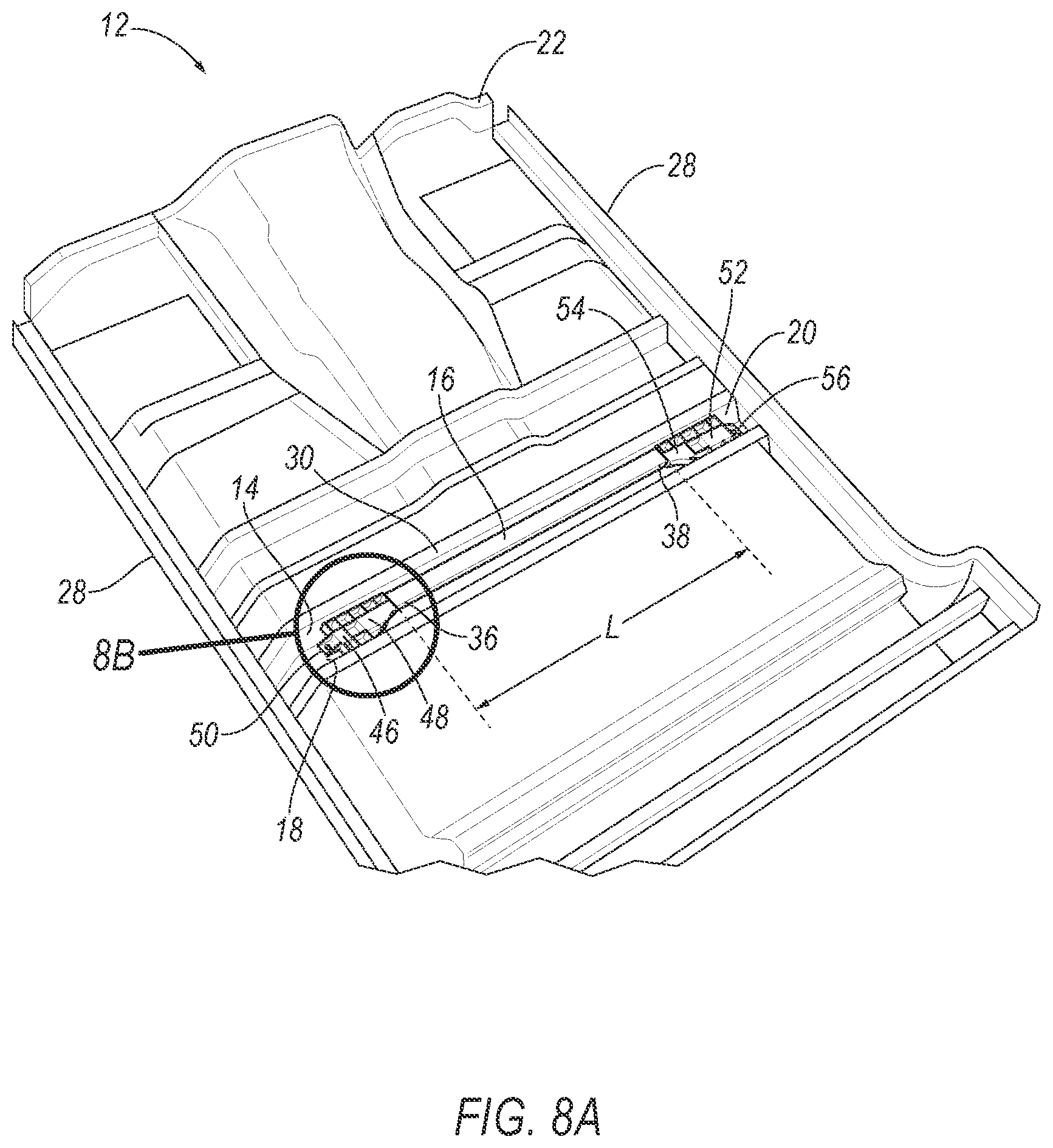 Patent US11787484 Figure 8 – Structural assembly for vehicle components having continuously formed composite reinforcement