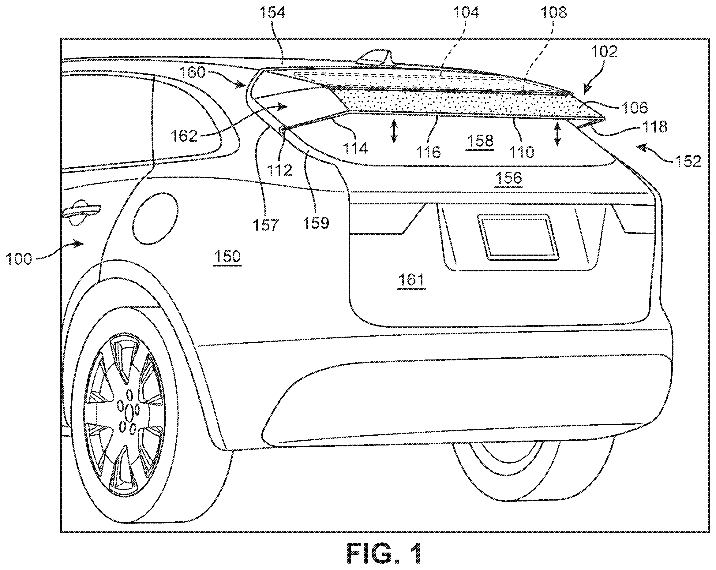 Patent US11787485 Figure 1 – Flexible and storable active spoiler system