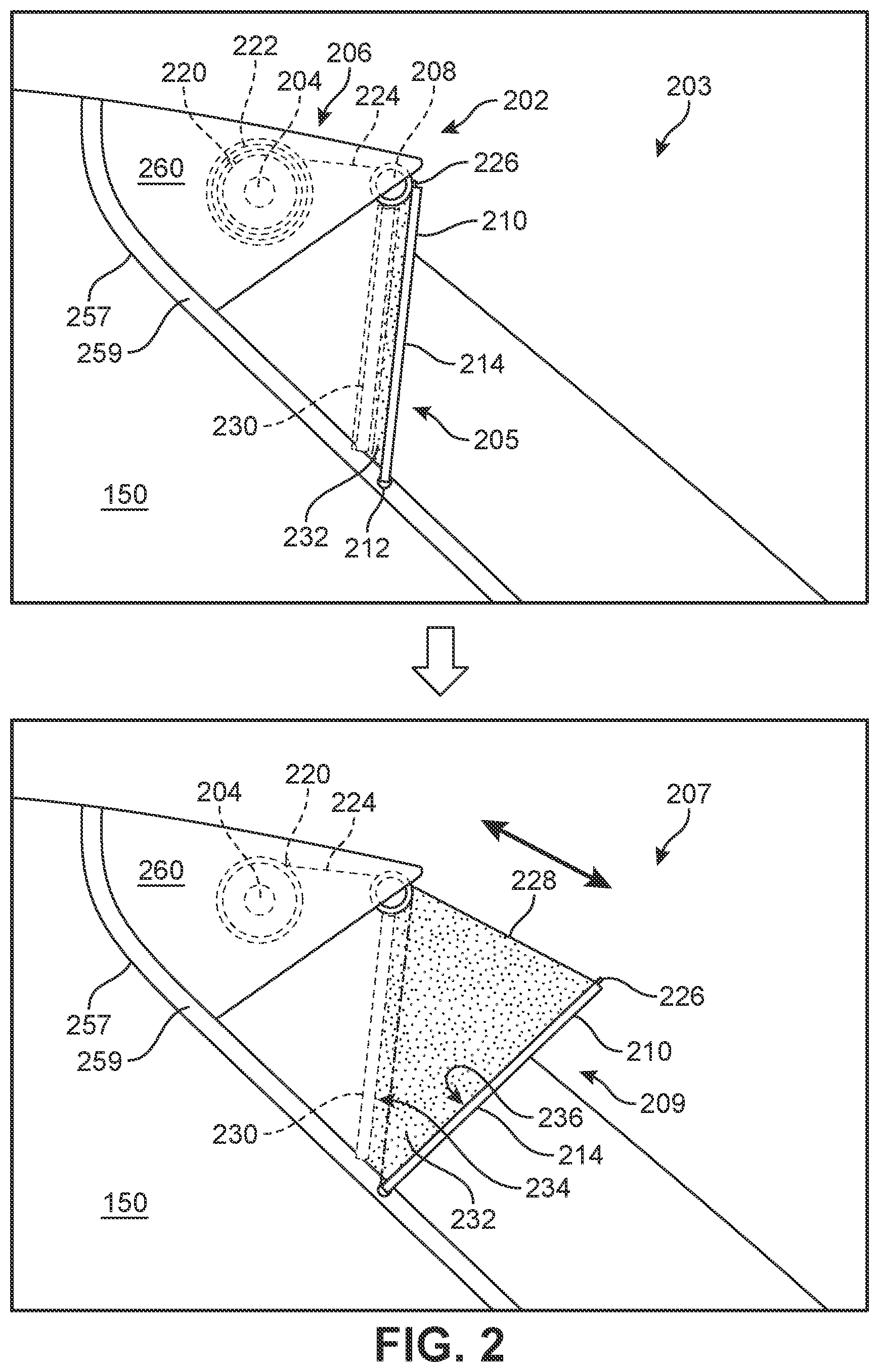 Patent US11787485 Figure 2 – Flexible and storable active spoiler system