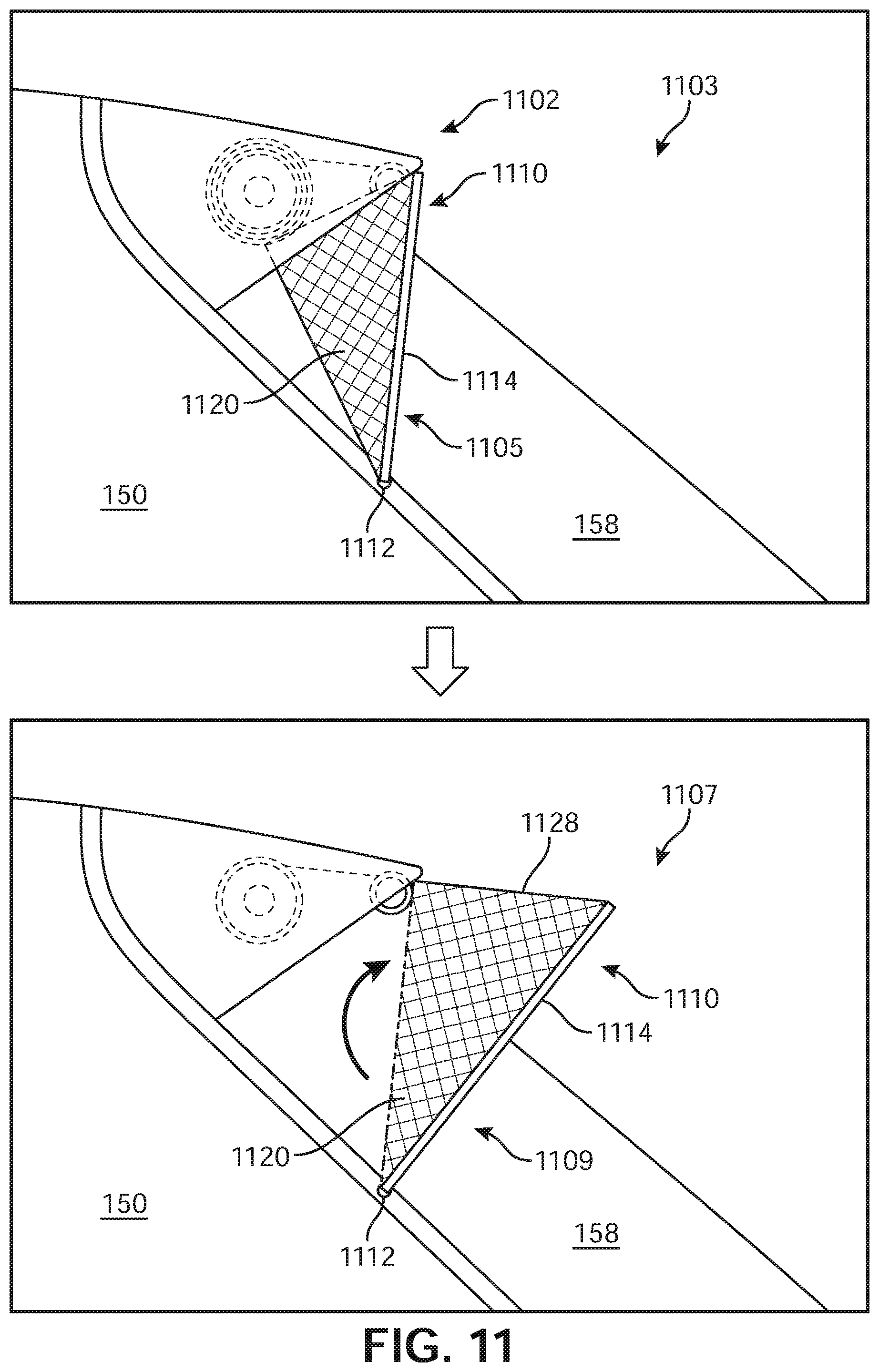 Patent US11787485 Figure 11 – Flexible and storable active spoiler system