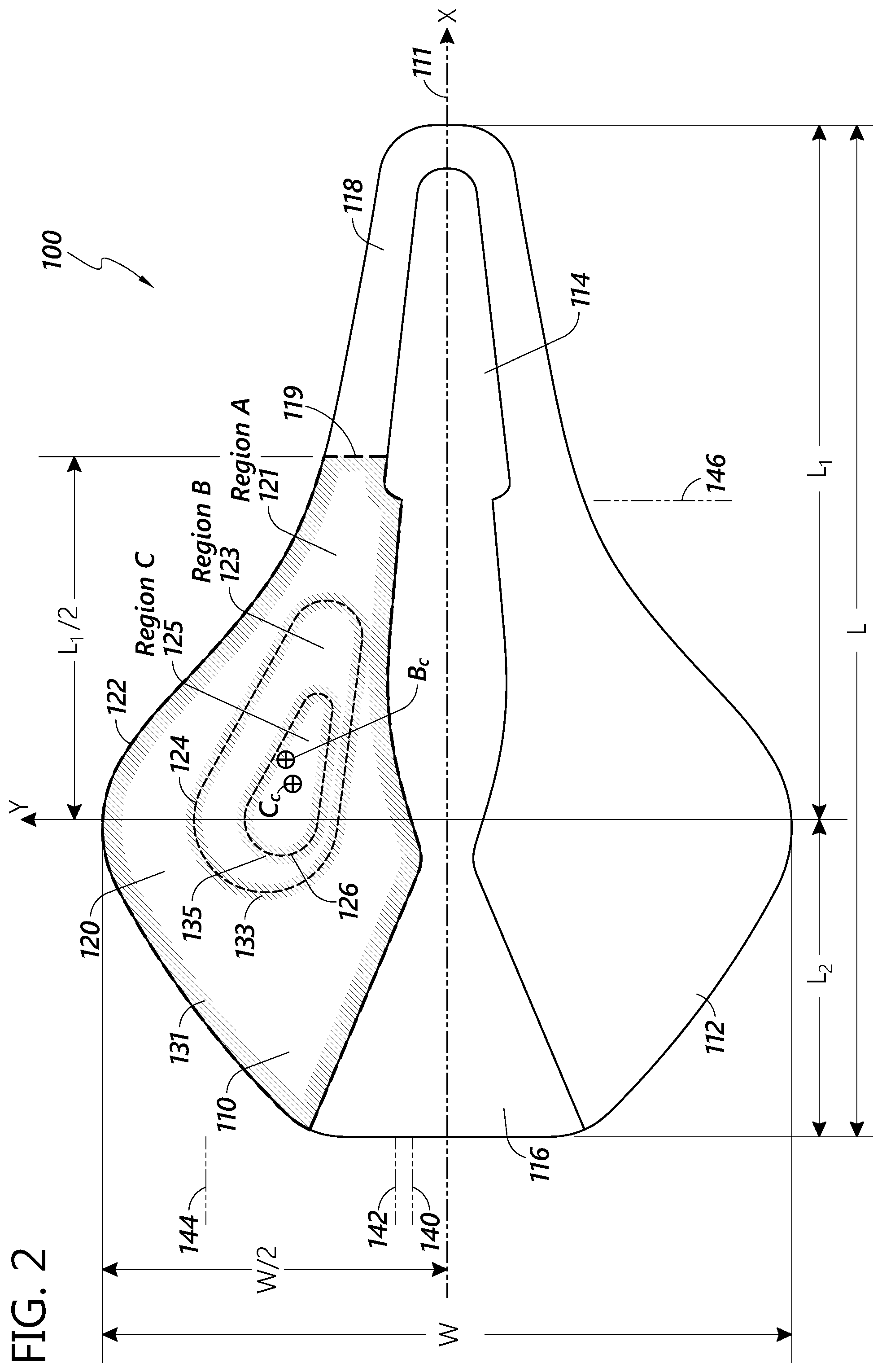 Patent US11787490 Figure 2 – Bicycle saddle