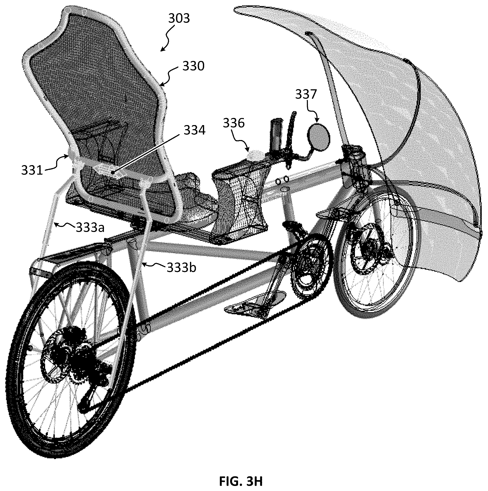 Patent US11787497 Figure 9 – Semi-recumbent bicycle with integrated seat and steering system