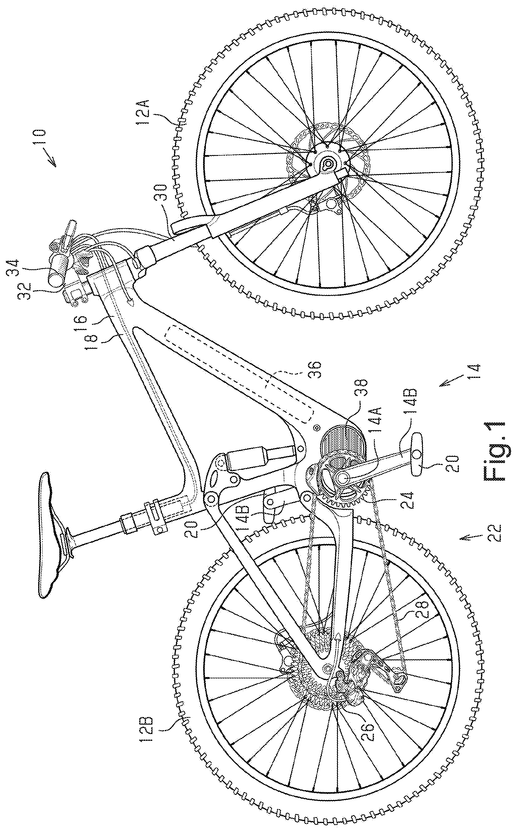 Patent US11787498 Figure 1 – Control device for human-powered vehicle