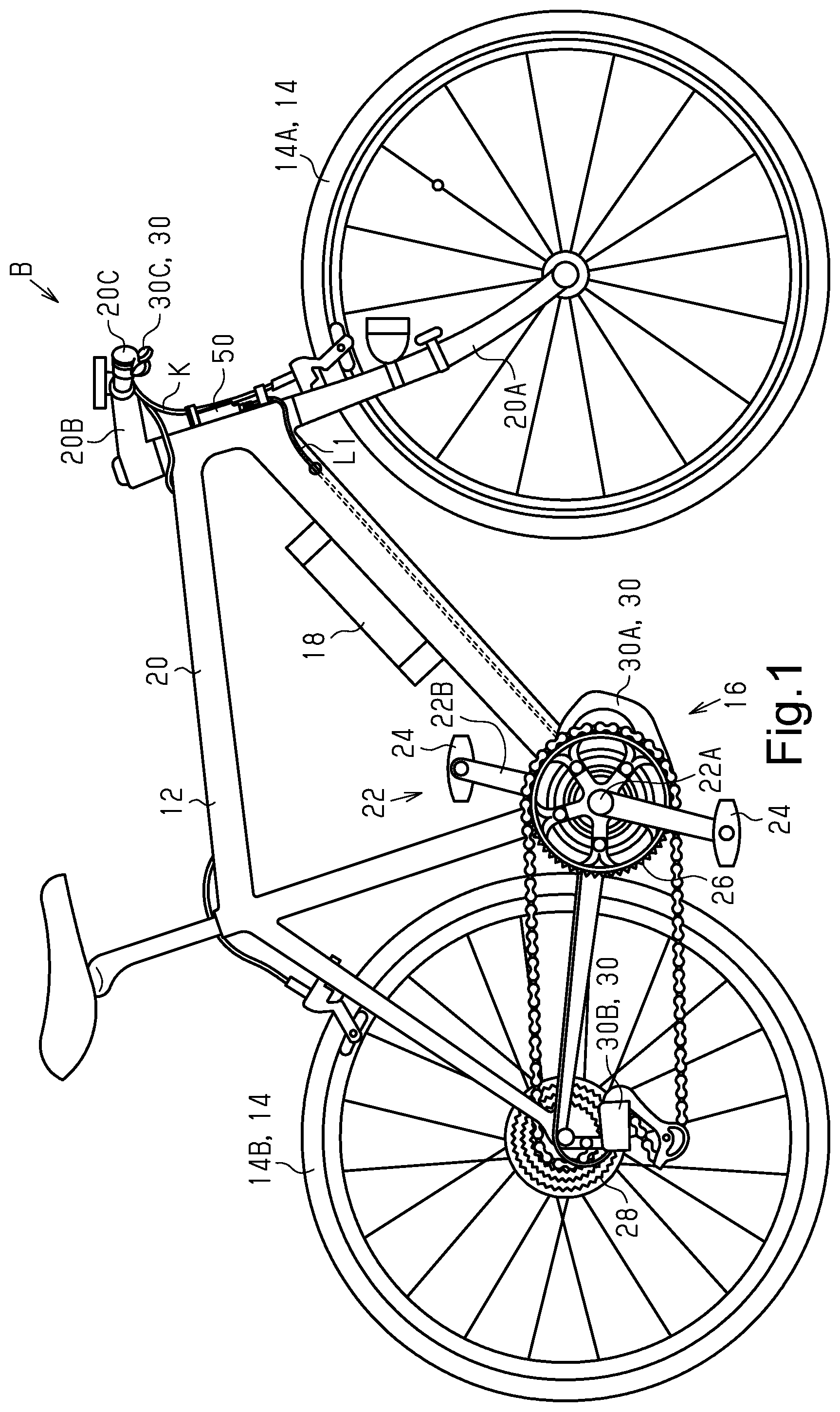 Patent US11787499 Figure 1 – Bicycle communication apparatus
