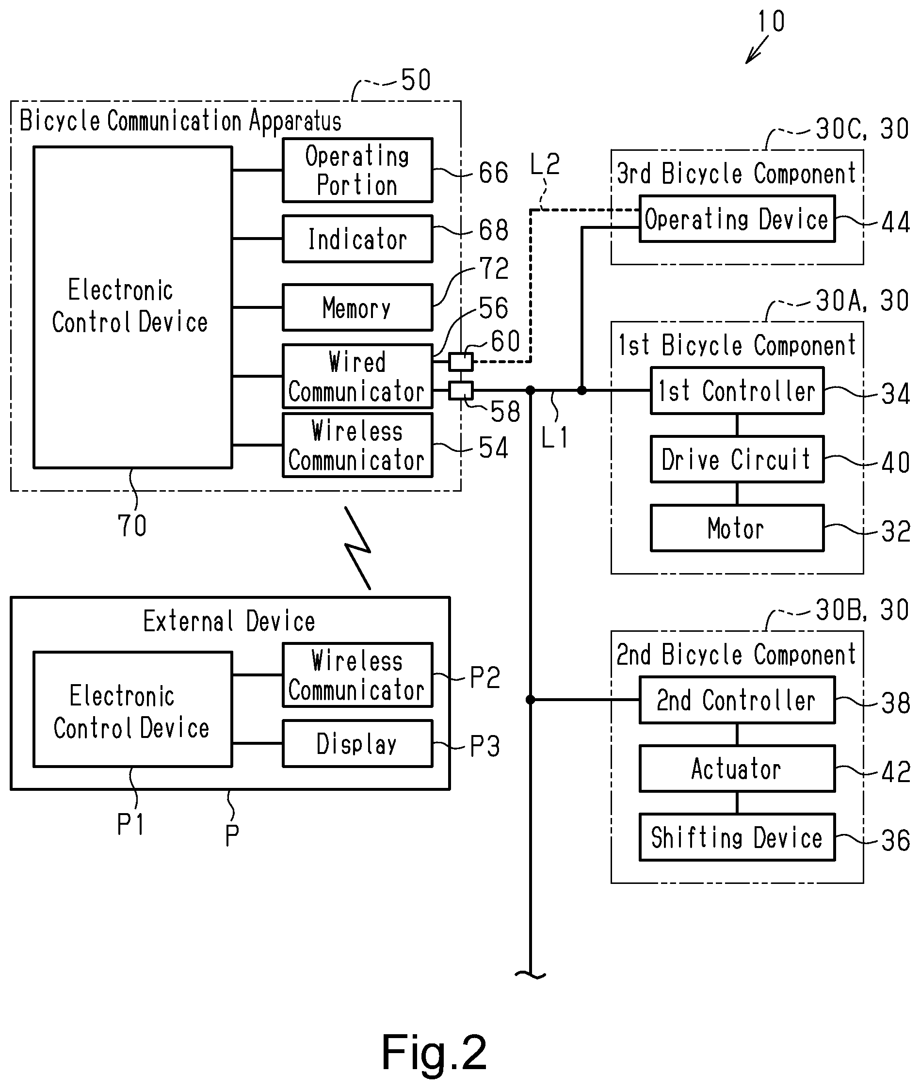 Patent US11787499 Figure 2 – Bicycle communication apparatus