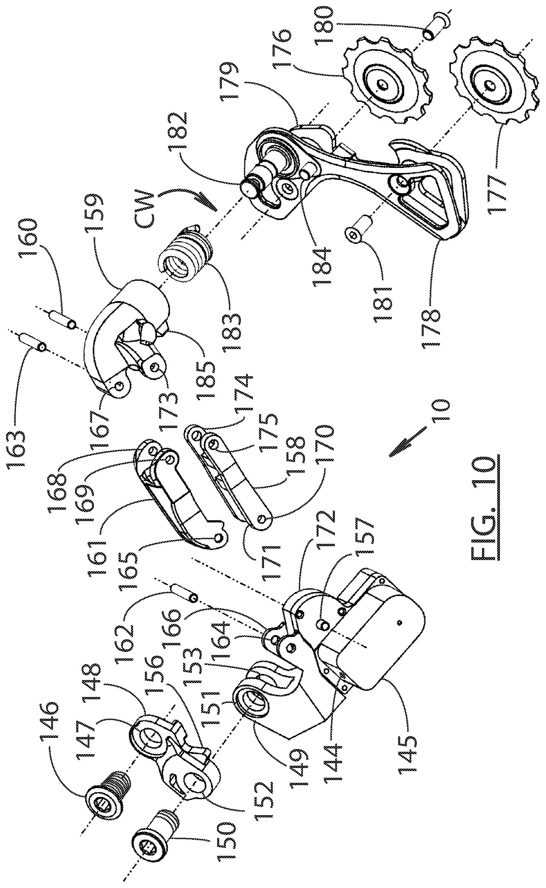 Patent US11787504 Figure 10 – Rear derailleur electrical actuator