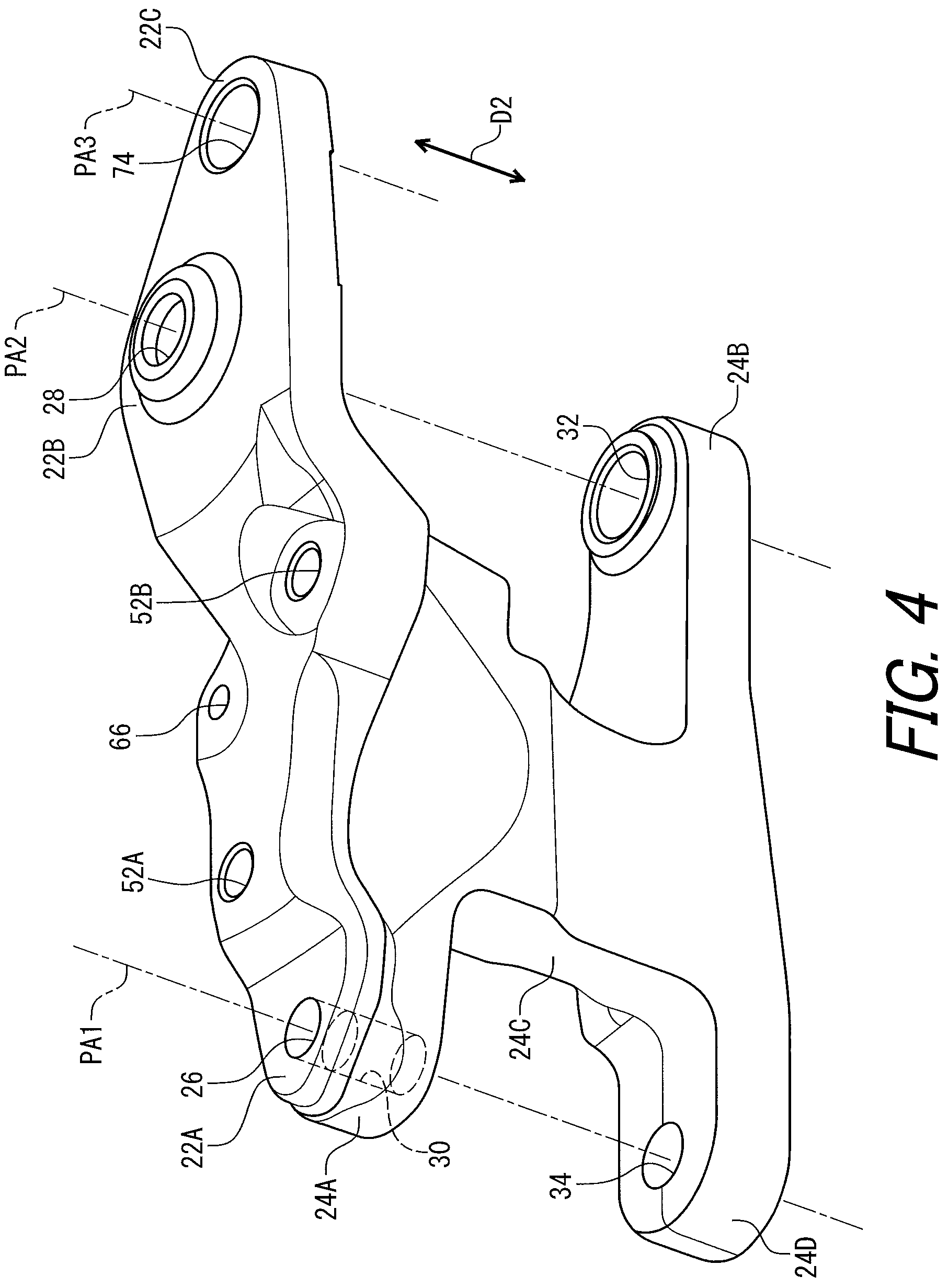 Patent US11787505 Figure 4 – Linkage and derailleur for human-powered vehicle