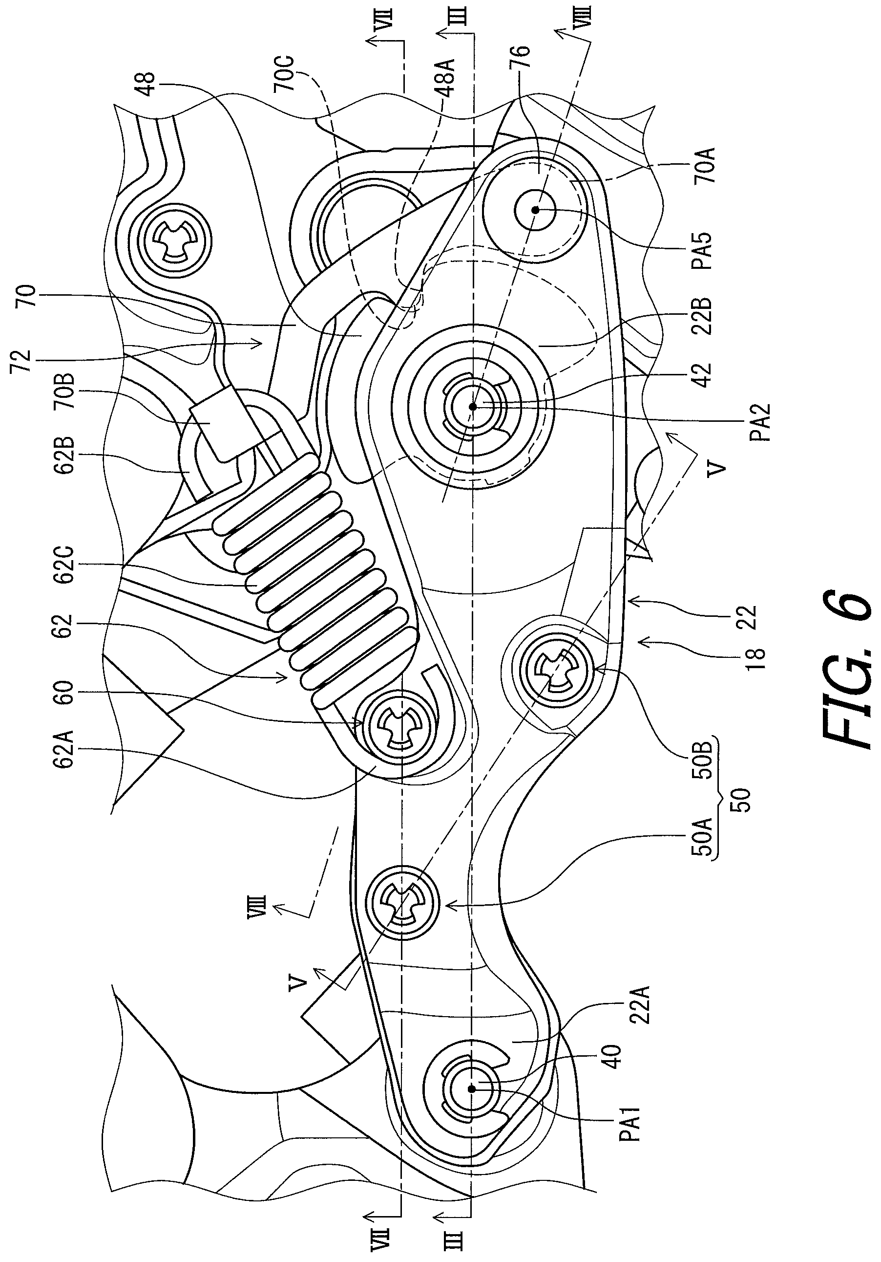Patent US11787505 Figure 6 – Linkage and derailleur for human-powered vehicle