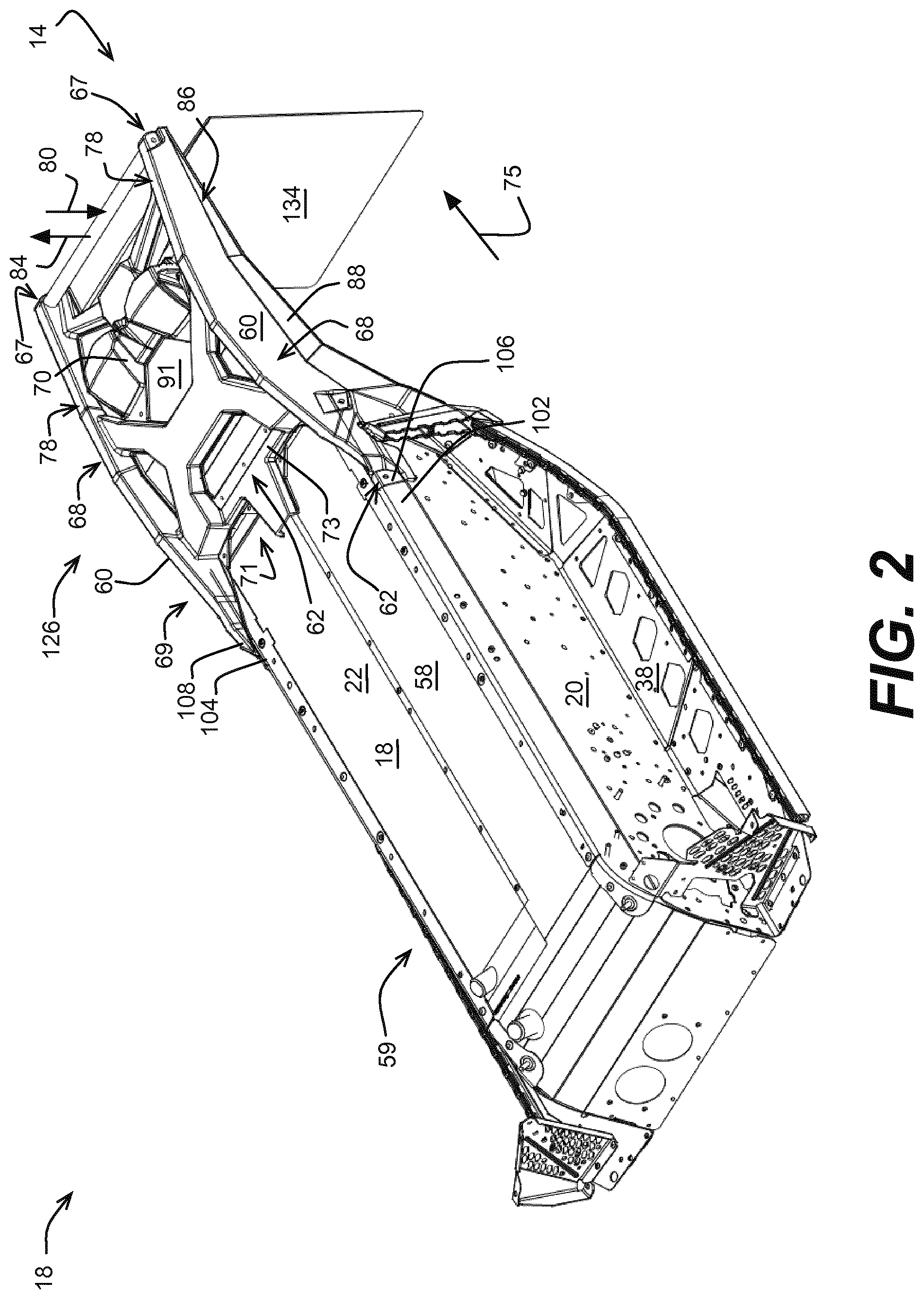 Patent US11787509 Figure 2 – Snowmobile with a tunnel having a bendable portion