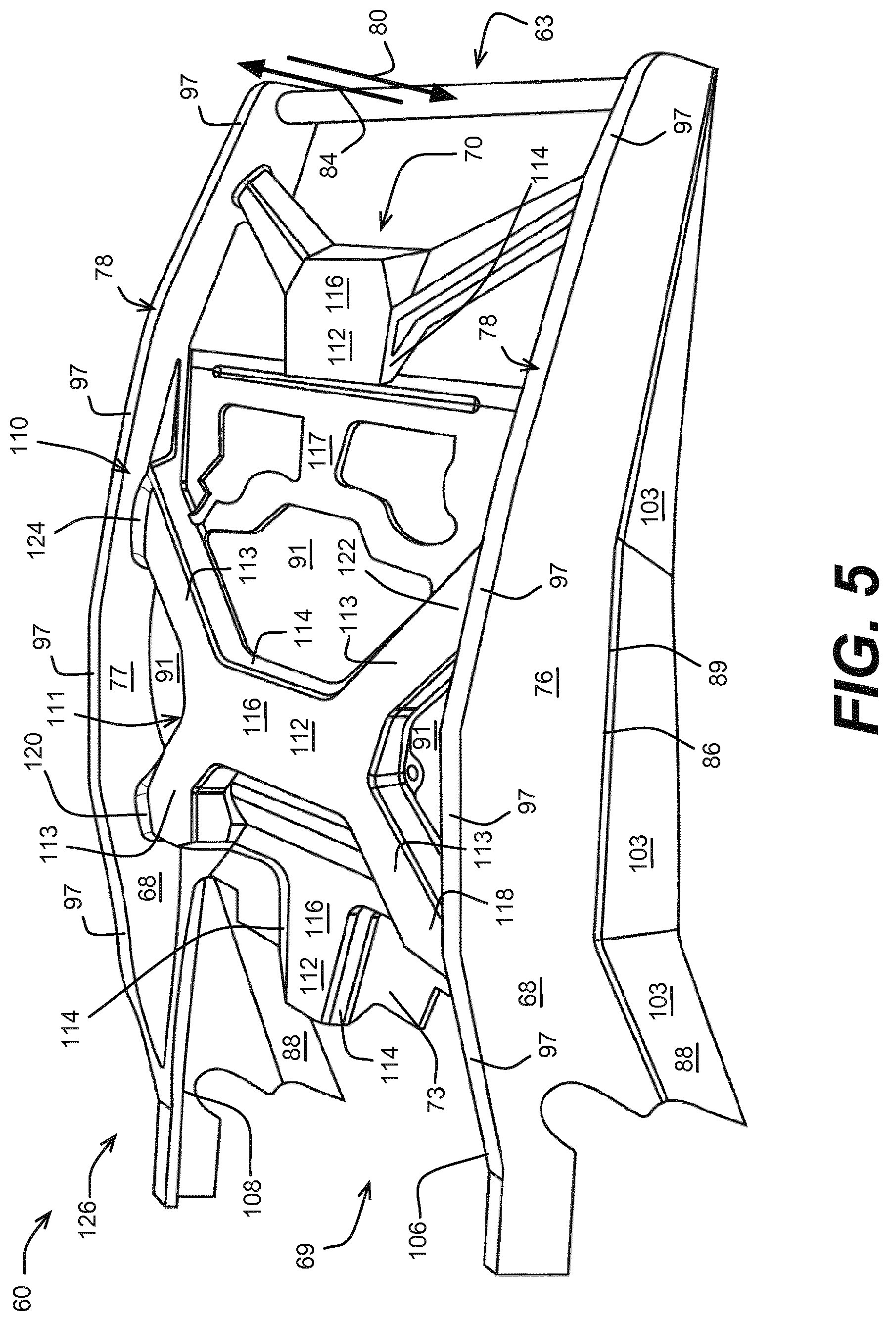 Patent US11787509 Figure 5 – Snowmobile with a tunnel having a bendable portion