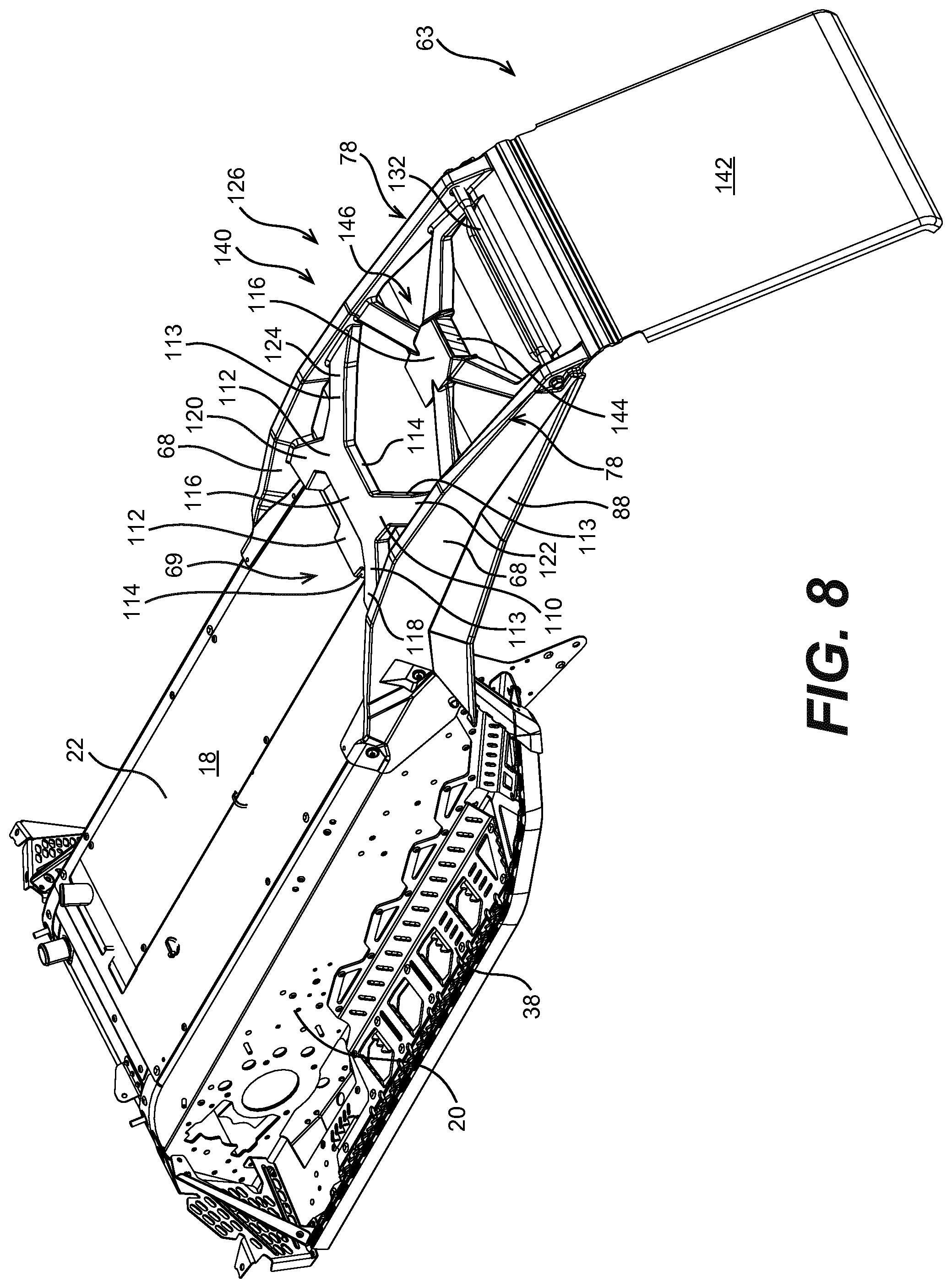 Patent US11787509 Figure 10 – Snowmobile with a tunnel having a bendable portion