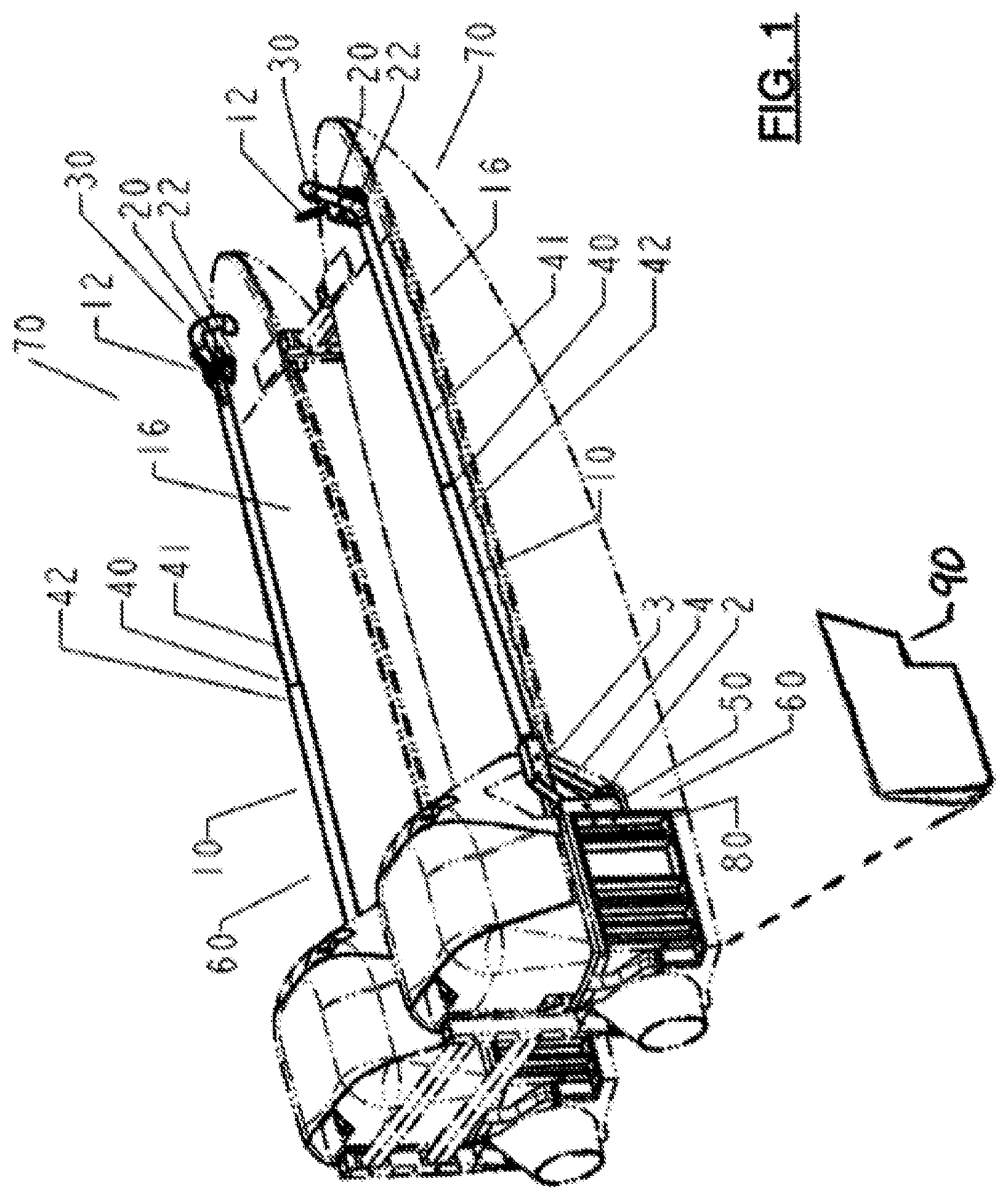Patent US11787513 Figure 1 – Retractable handlebars for use on motorized surf boots