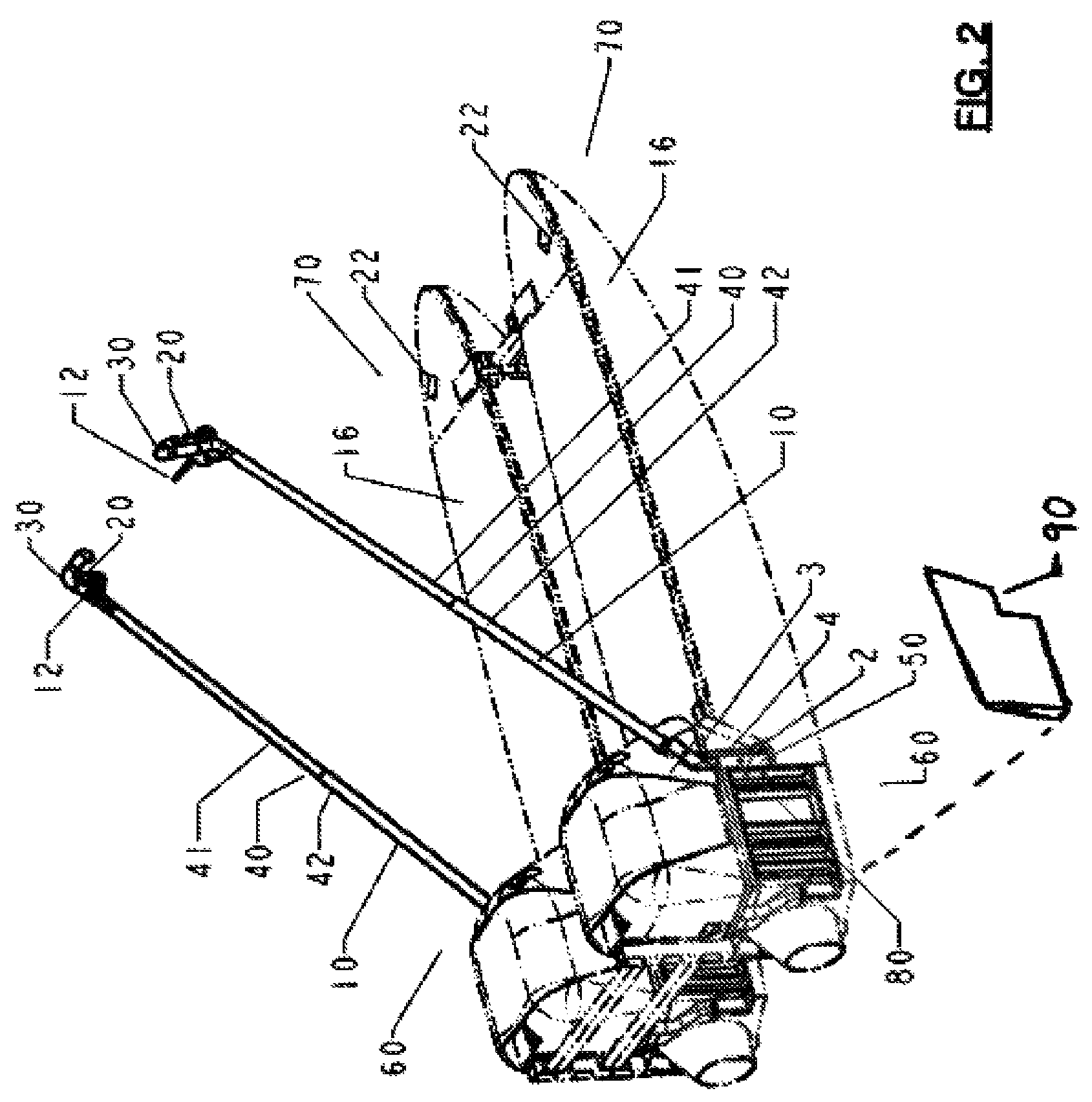 Patent US11787513 Figure 2 – Retractable handlebars for use on motorized surf boots