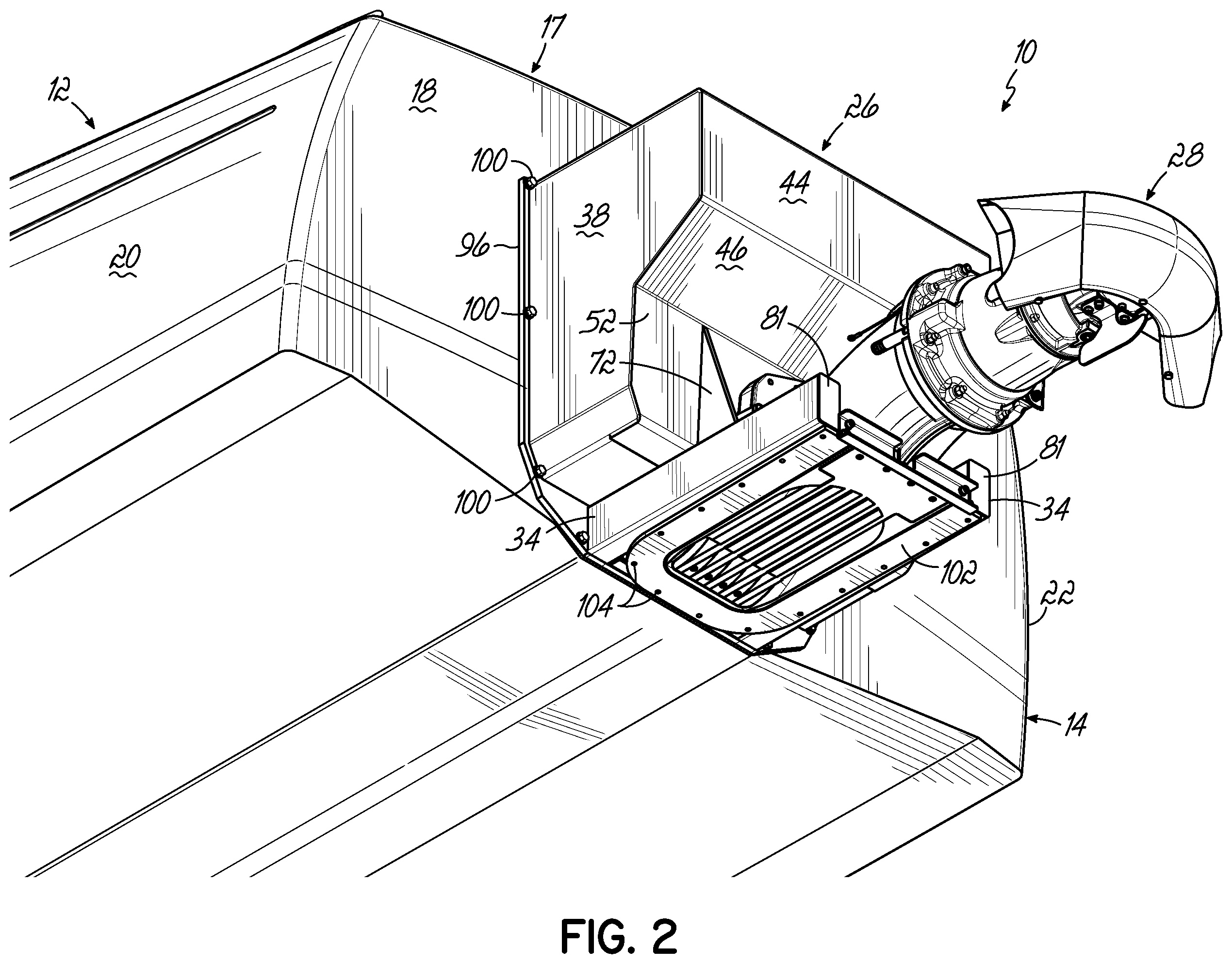 Patent US11787520 Figure 2 – Jet pump assembly and method of securing jet pump assembly to boat hull