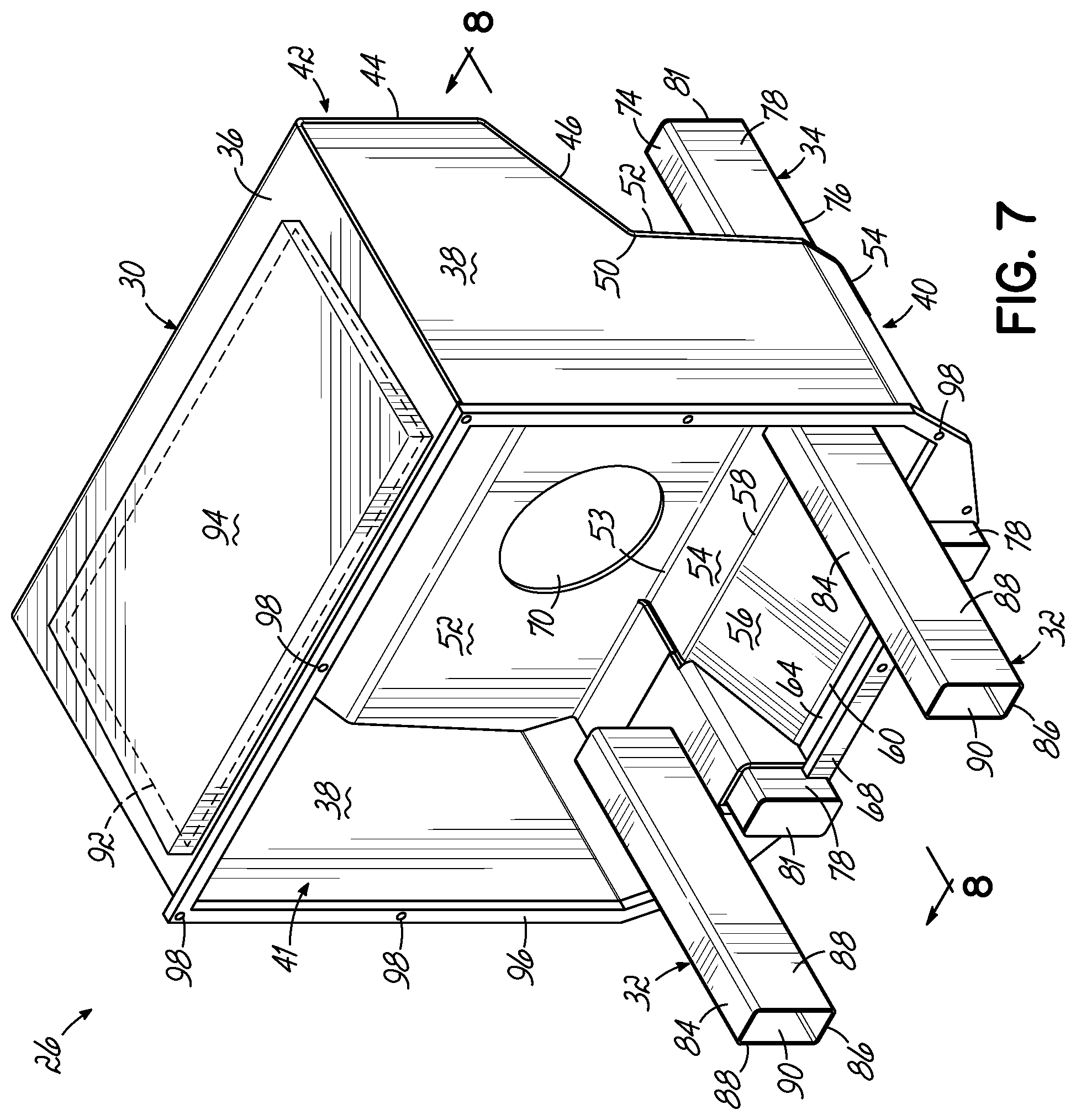 Patent US11787520 Figure 8 – Jet pump assembly and method of securing jet pump assembly to boat hull