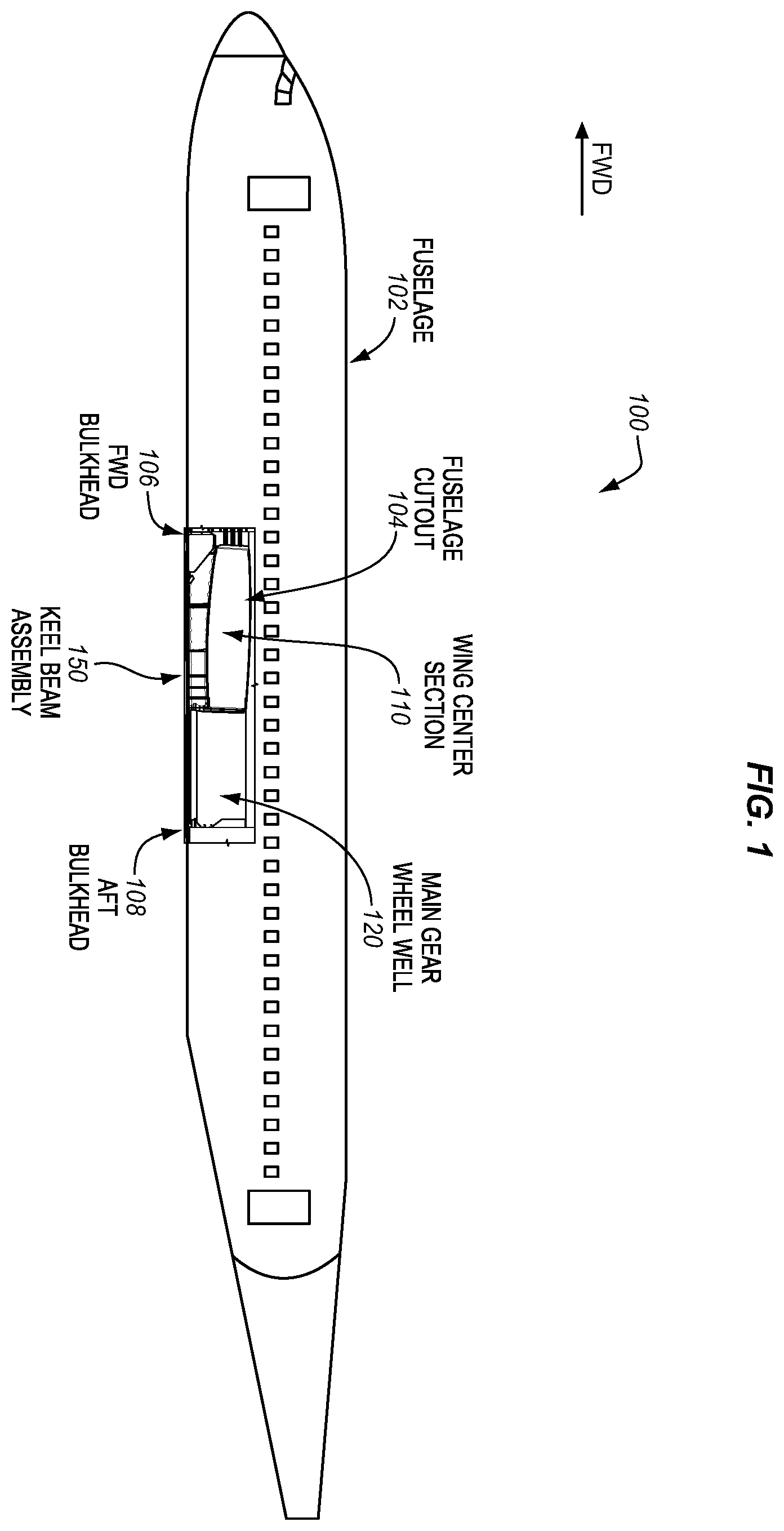 Patent US11787523 Figure 1 – Aircraft keel beam assembly