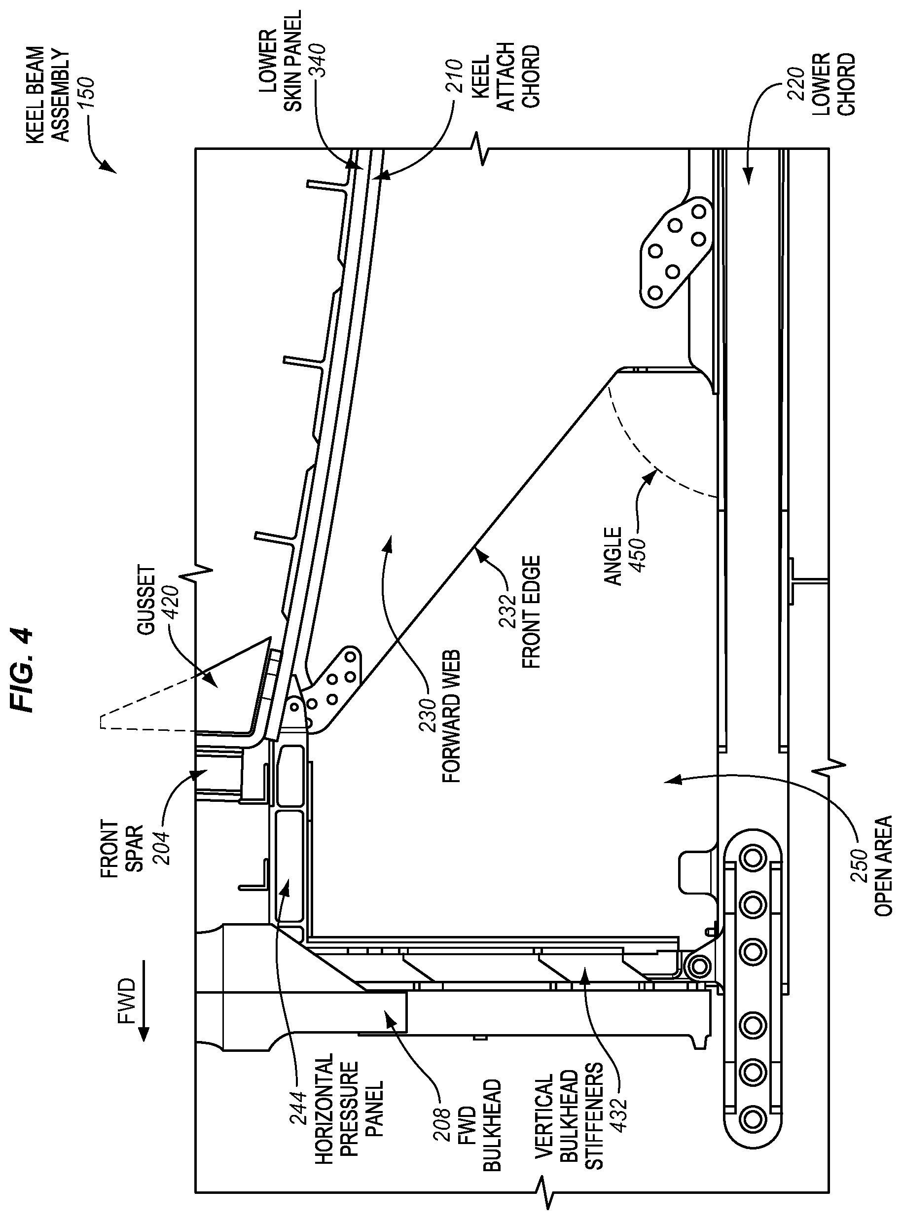 Patent US11787523 Figure 4 – Aircraft keel beam assembly