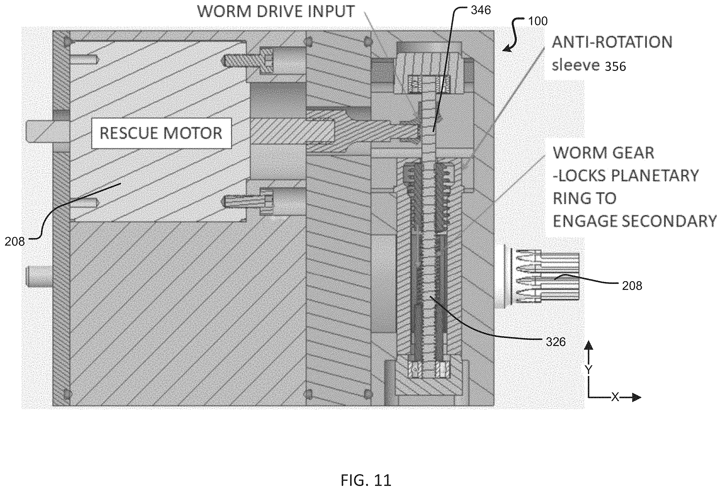 Patent US11787528 Figure 11 – Jam free dual-redundant actuator lane changer system and process