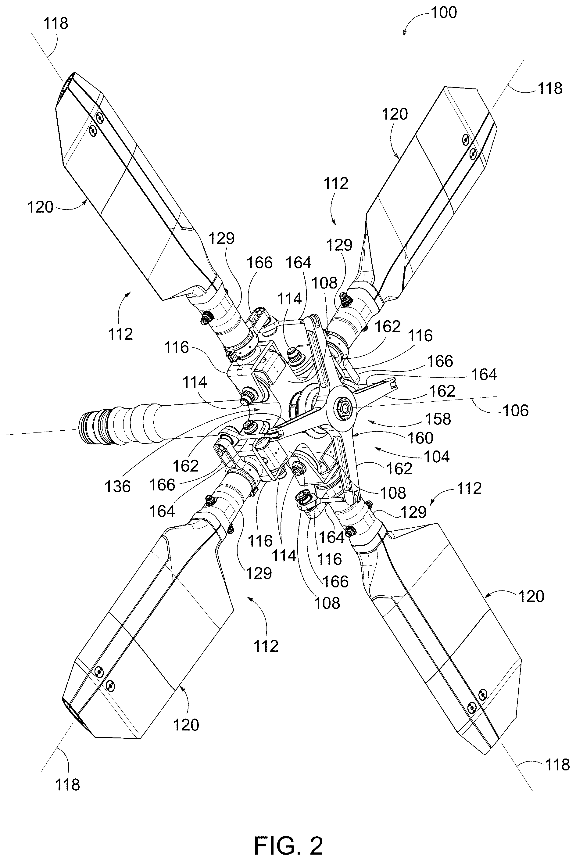 Patent US11787533 Figure 2 – Rotor assemblies for rotorcraft