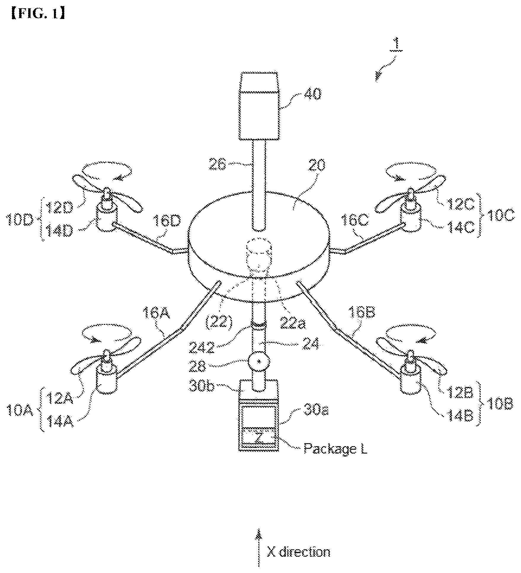 Patent US11787534 Figure 1 – Delivery rotary-wing aircraft