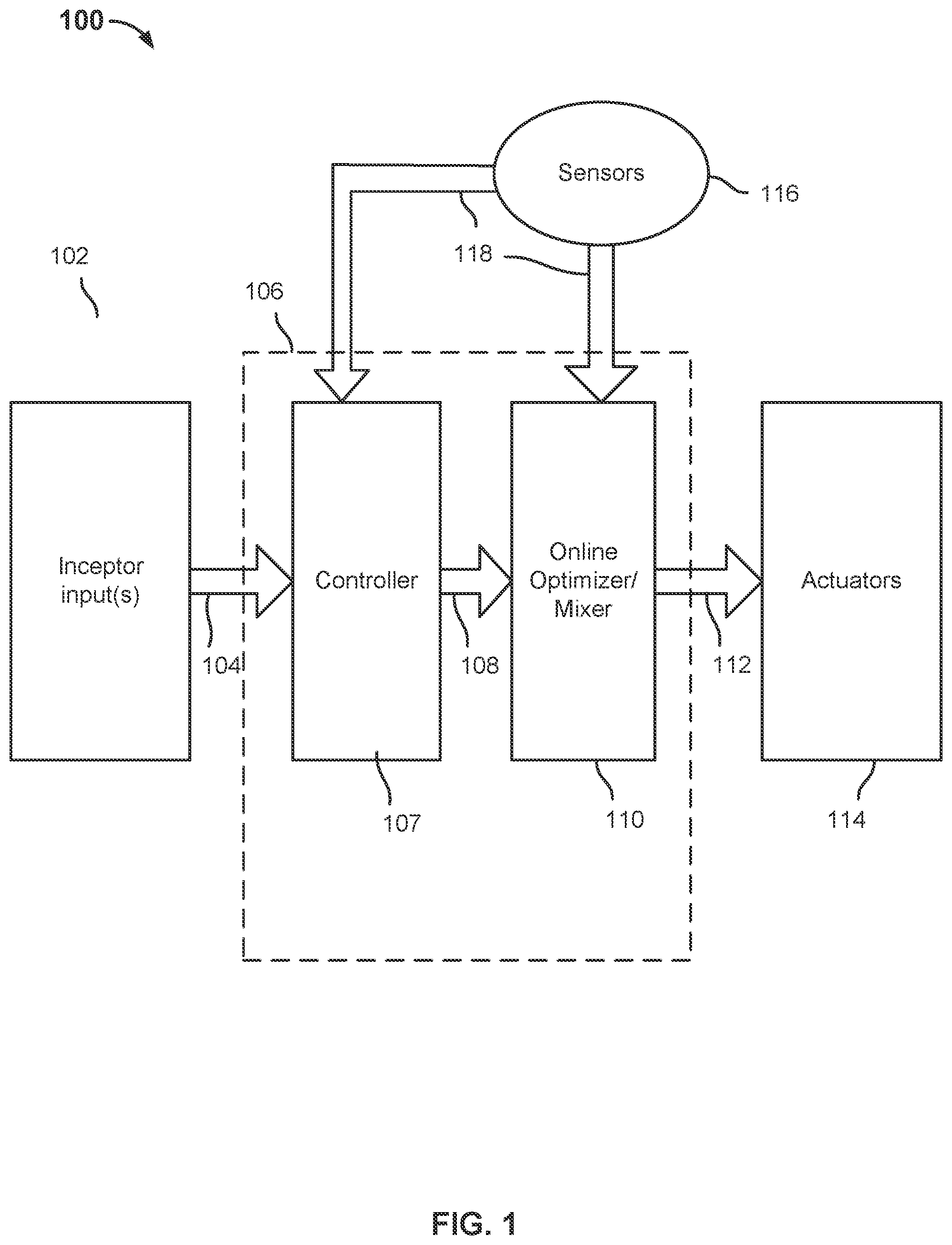 Patent US11787535 — Online optimization-based flight control system — Figure 1