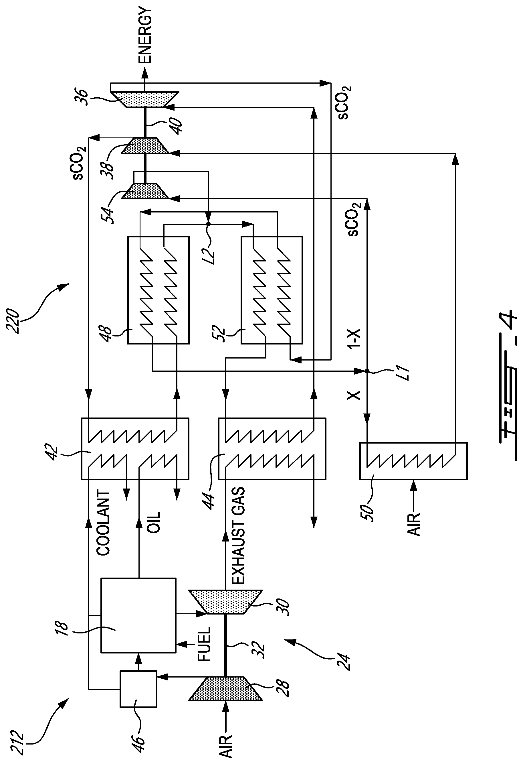 Patent US11787548 Figure 4 – Aircraft power plant with supercritical CO 2 heat engine