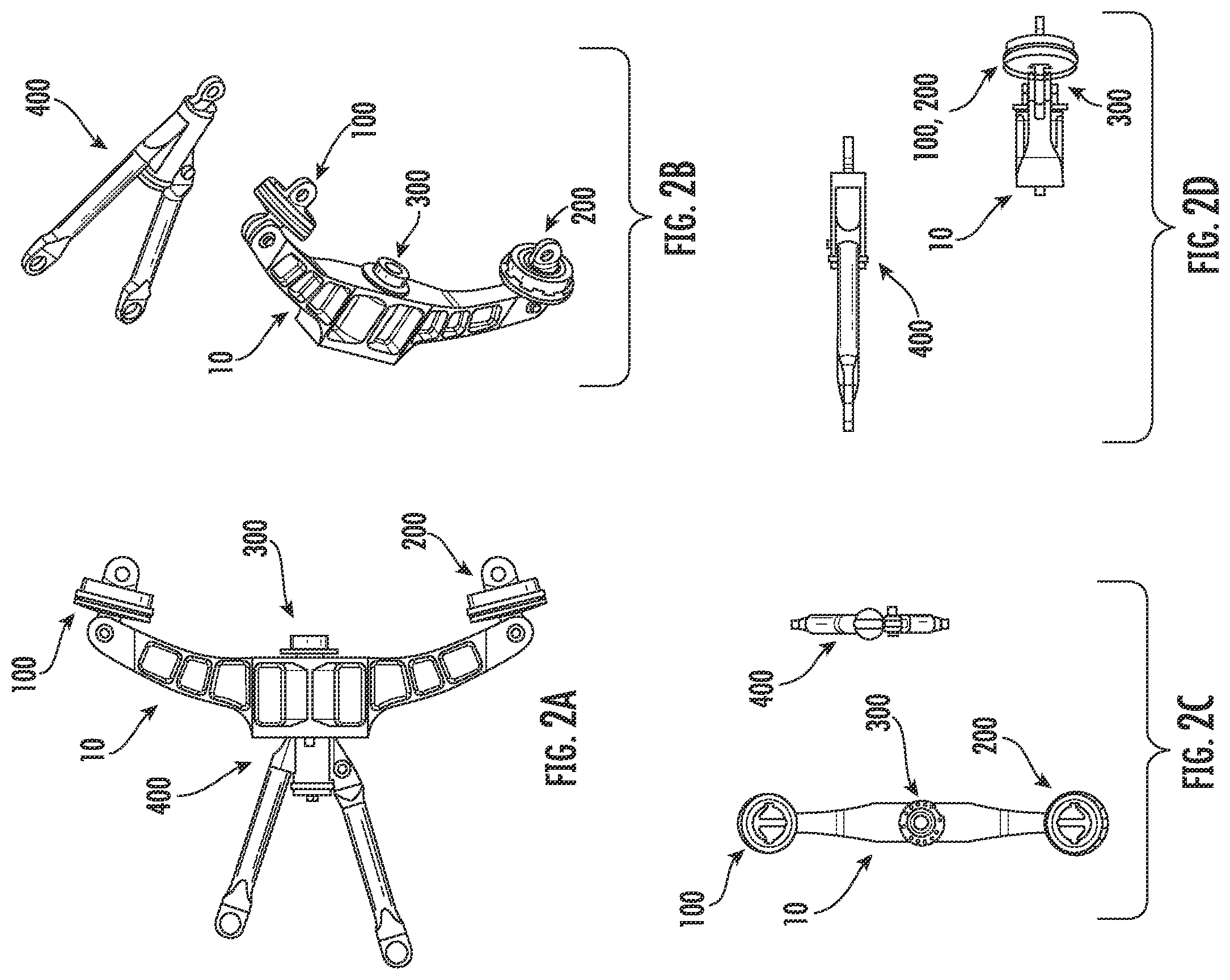 Patent US11787552 Figure 2 – Engine mount system and elements for reduced force transmission and reduced static motion