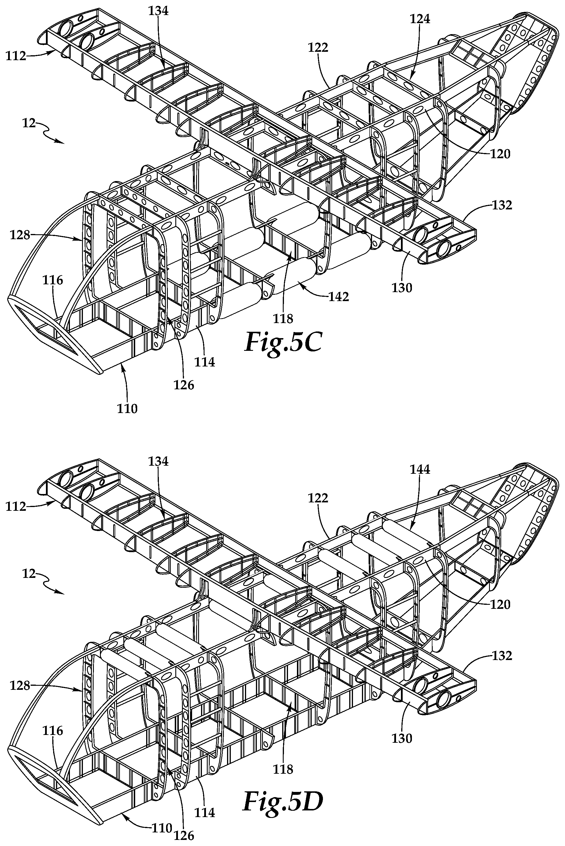 Patent US11787554 Figure 10 – Aircraft airframes having integral fuel tanks