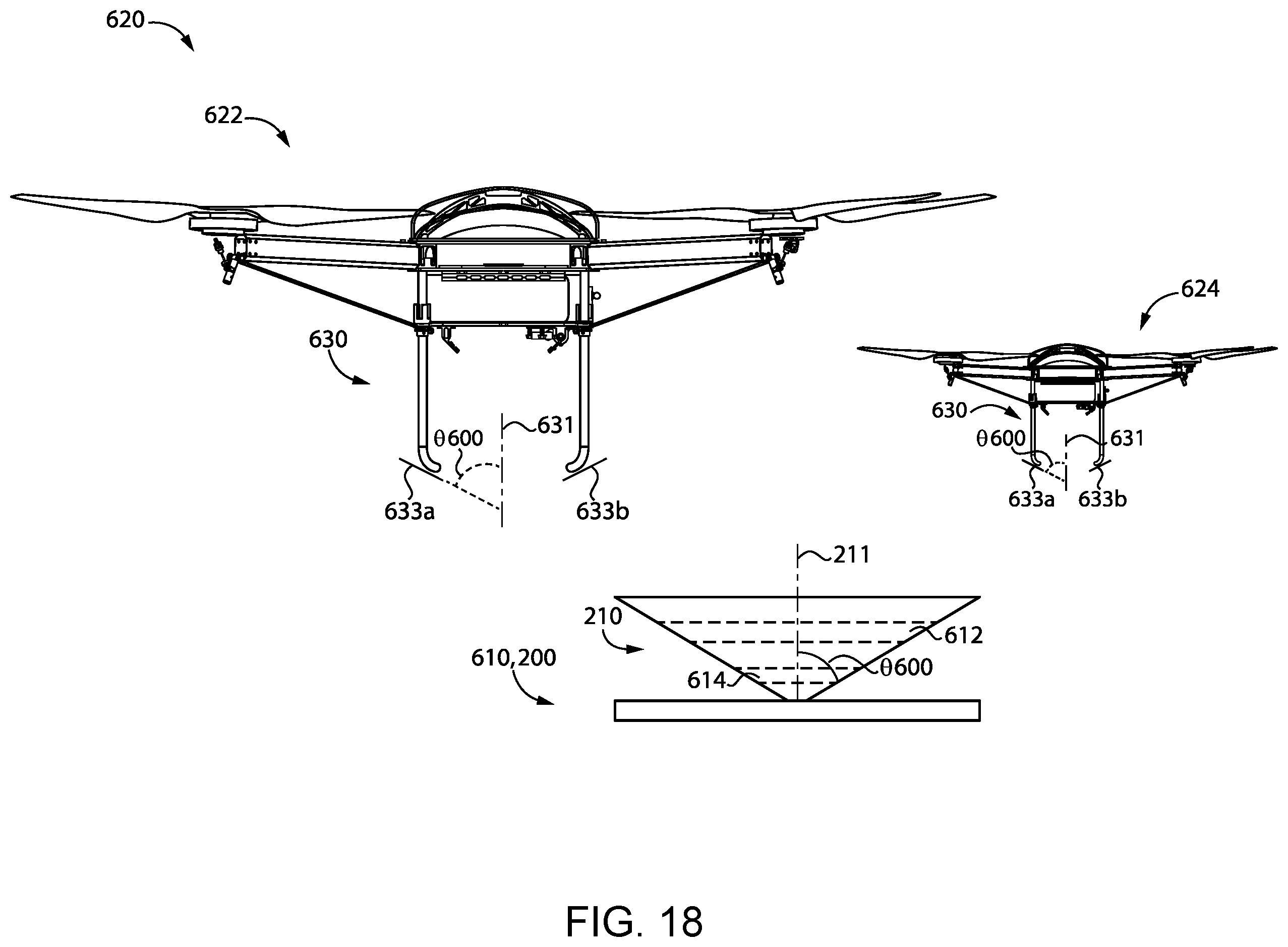 Patent US11787563 Figure 17 – Unmanned aerial vehicle including equipment mounted in recessed seat of apex support structure