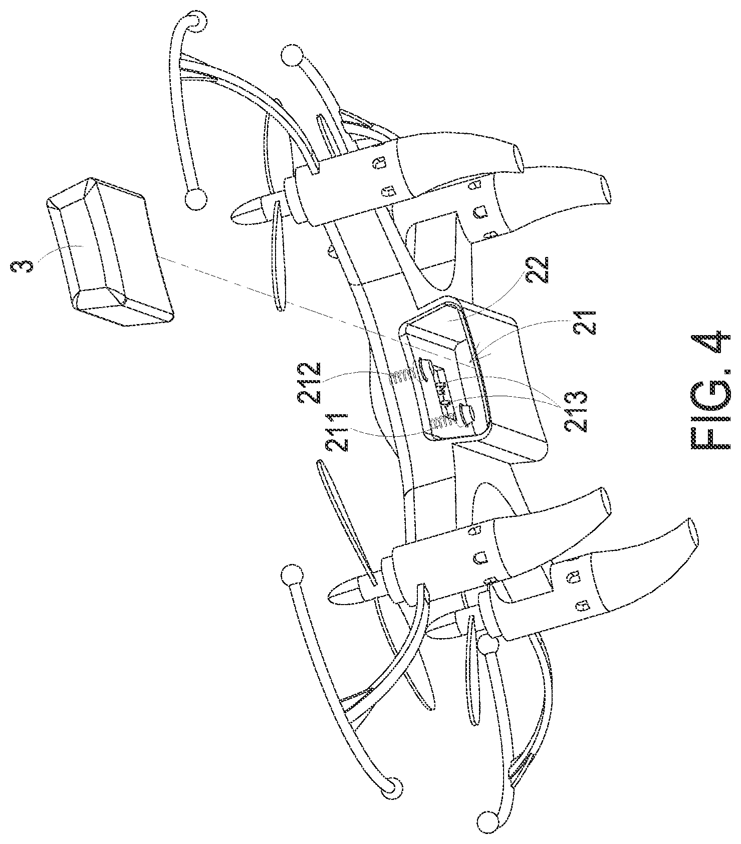 Patent US11787566 Figure 4 – Drone and battery exchange system thereof